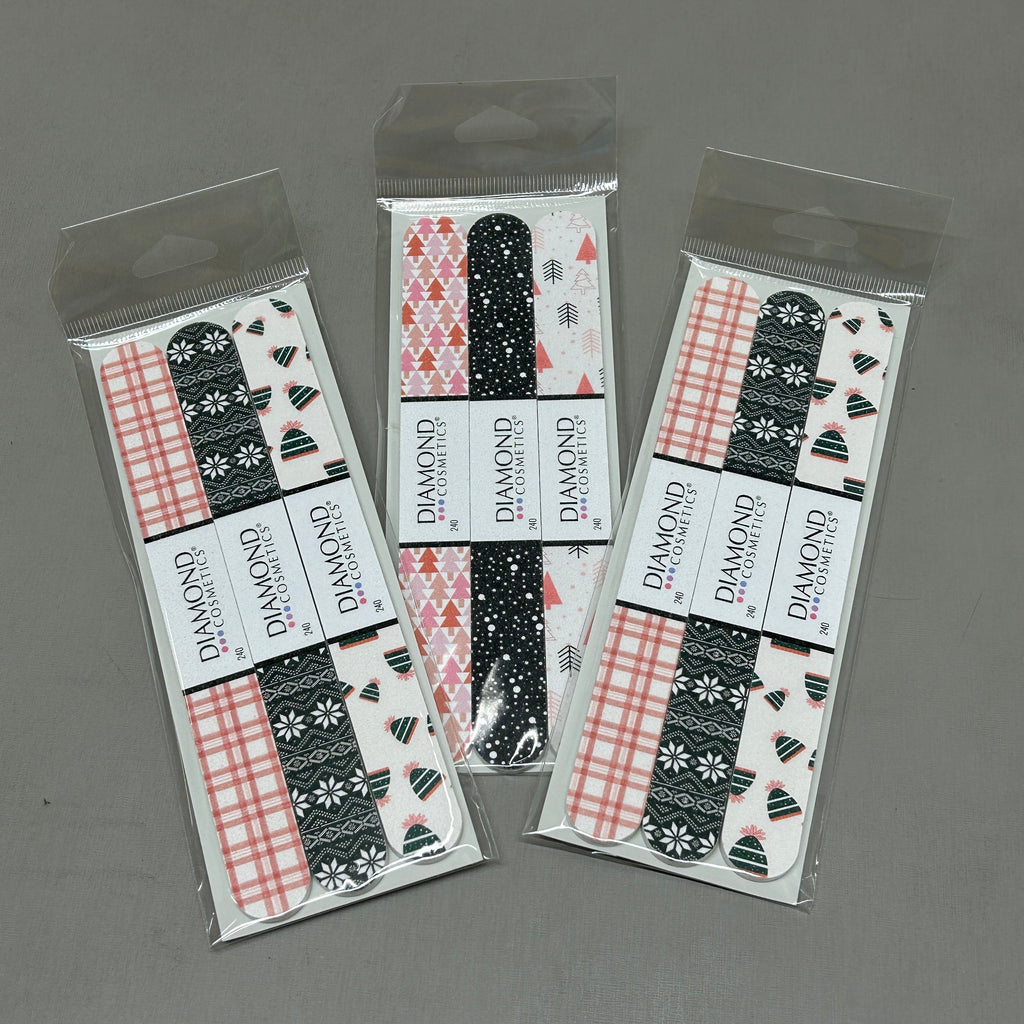 DIAMOND COSMETICS (3 PACKS of 3) Holiday Nail Files Multiple Prints 85386DT