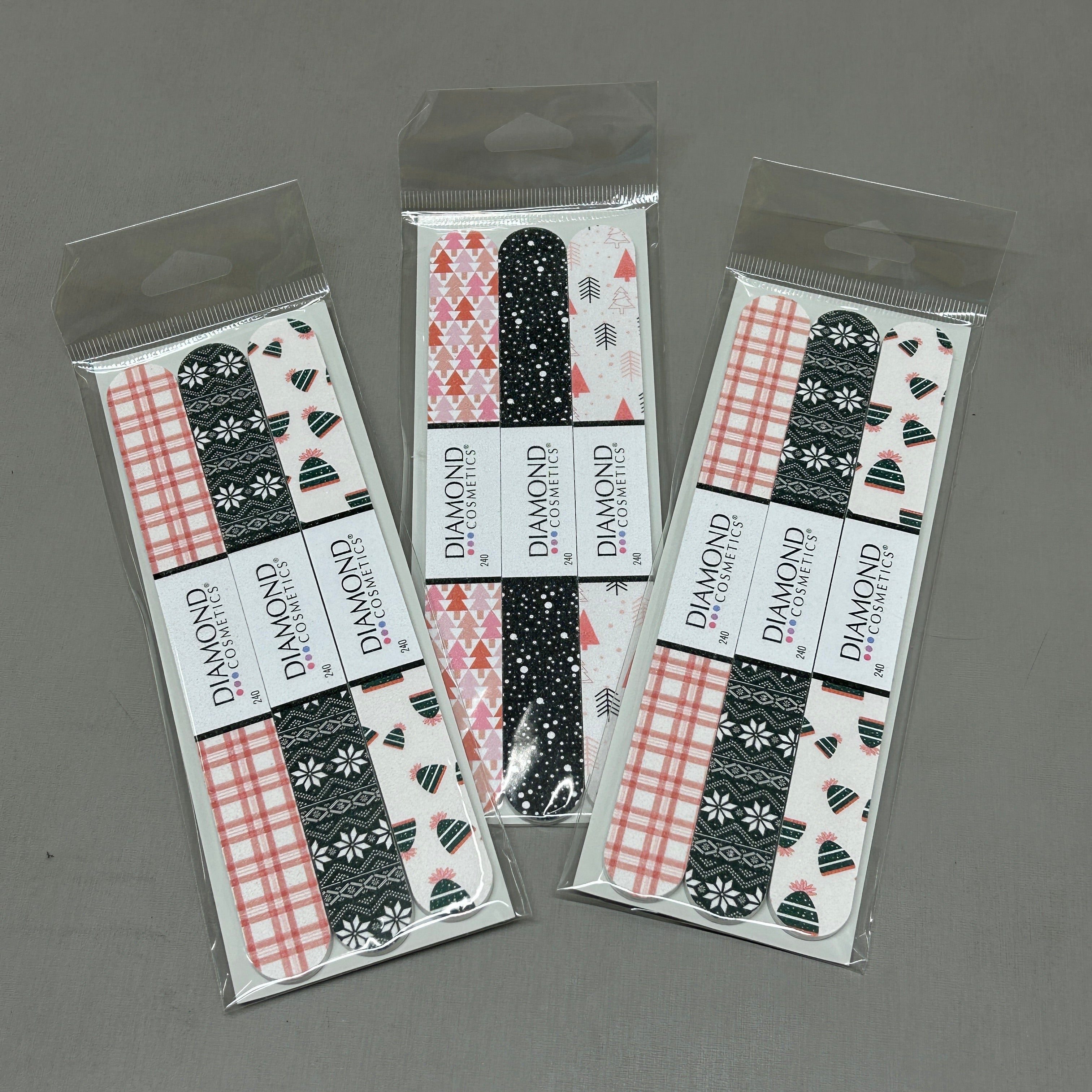 DIAMOND COSMETICS (3 PACKS of 3) Holiday Nail Files Multiple Prints 85386DT