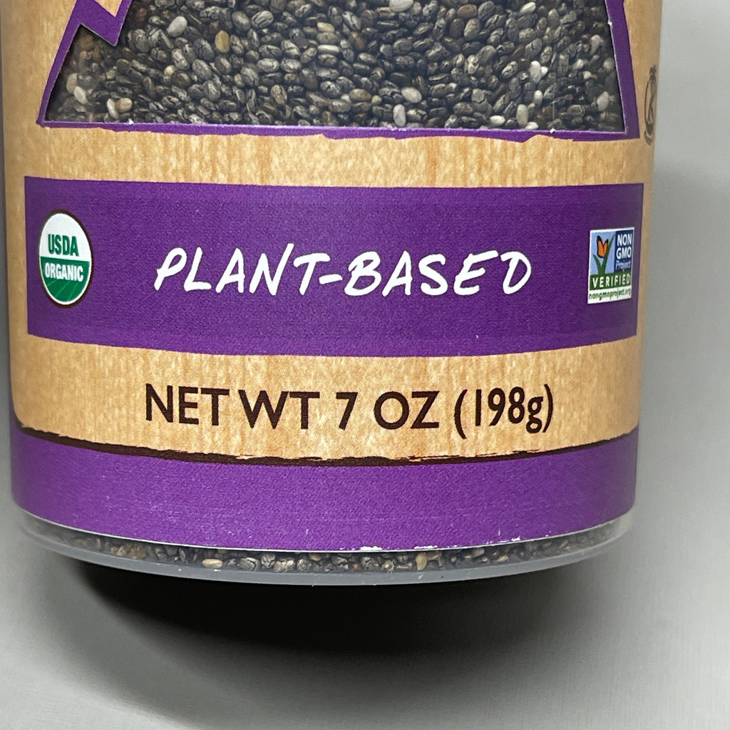 ZA@ NATIERRA Nature & Earth Organic Black Chia Seeds 7 oz Shaker BB 08/25