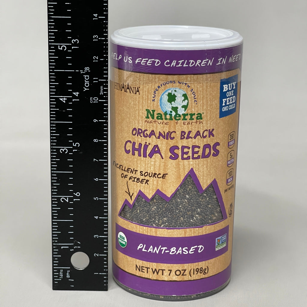 ZA@ NATIERRA Nature & Earth Organic Black Chia Seeds 7 oz Shaker BB 08/25
