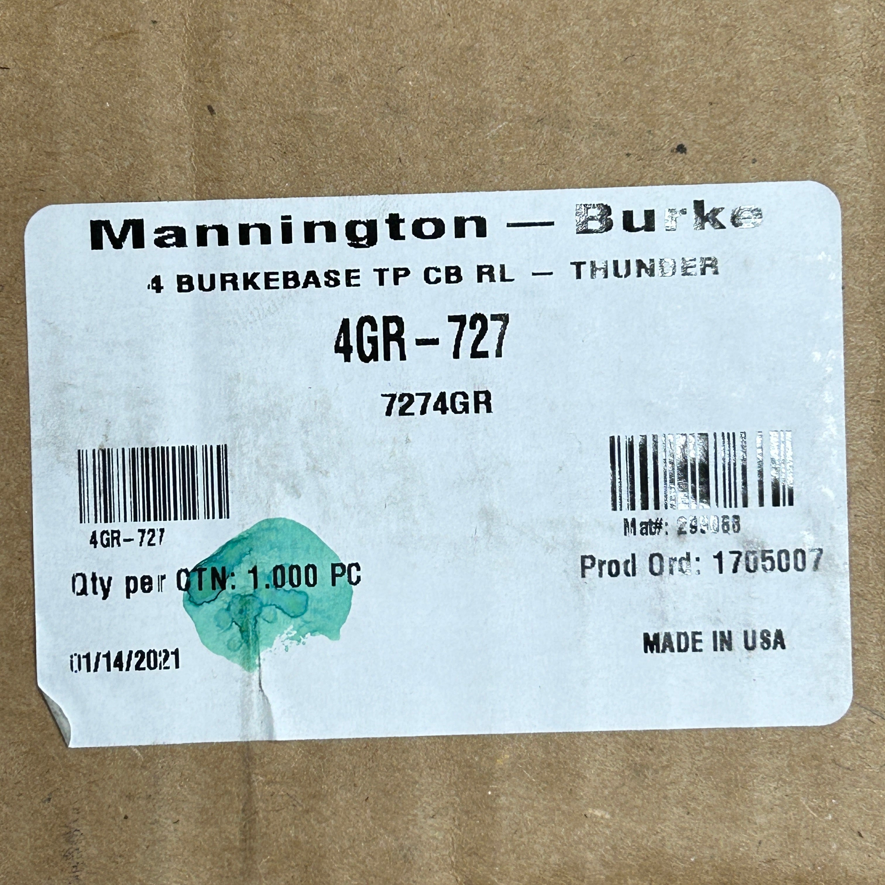 MANNINGTON COMM Burkebase Type TP Rubber Flooring Thunder 4GR-727 (New)