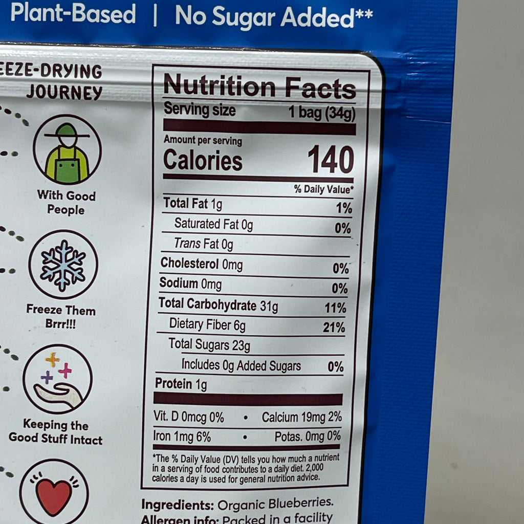NATIERRA Nature & Earth Freeze-Dried Organic Blueberries 1.2oz -3 packs (New)