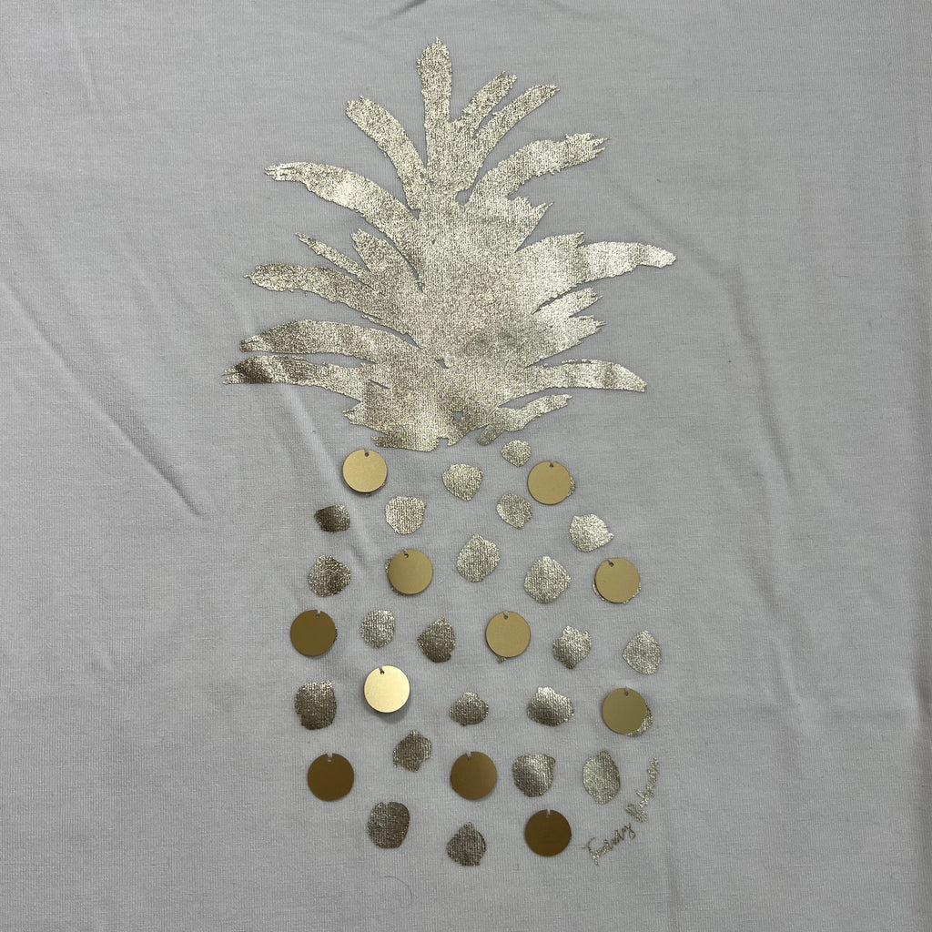 TOMMY BAHAMA Women's Kauai Shimmer Pineapple Tee T-shirt Coconut Size S (New)