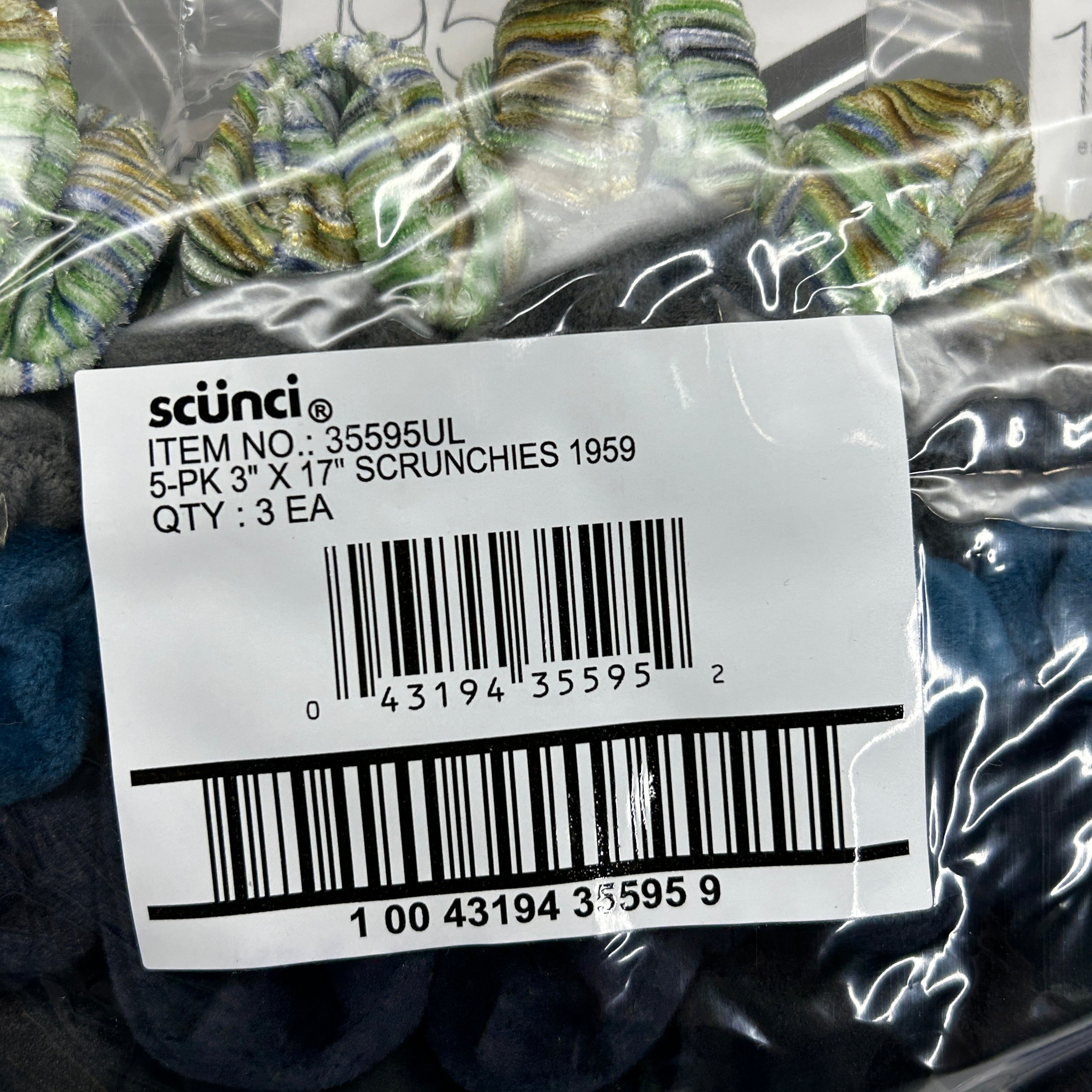 SCUNCI 3-PACK! Scrunchies Super Comfy No Damage 1959 Multicolor 5-Pieces (New)