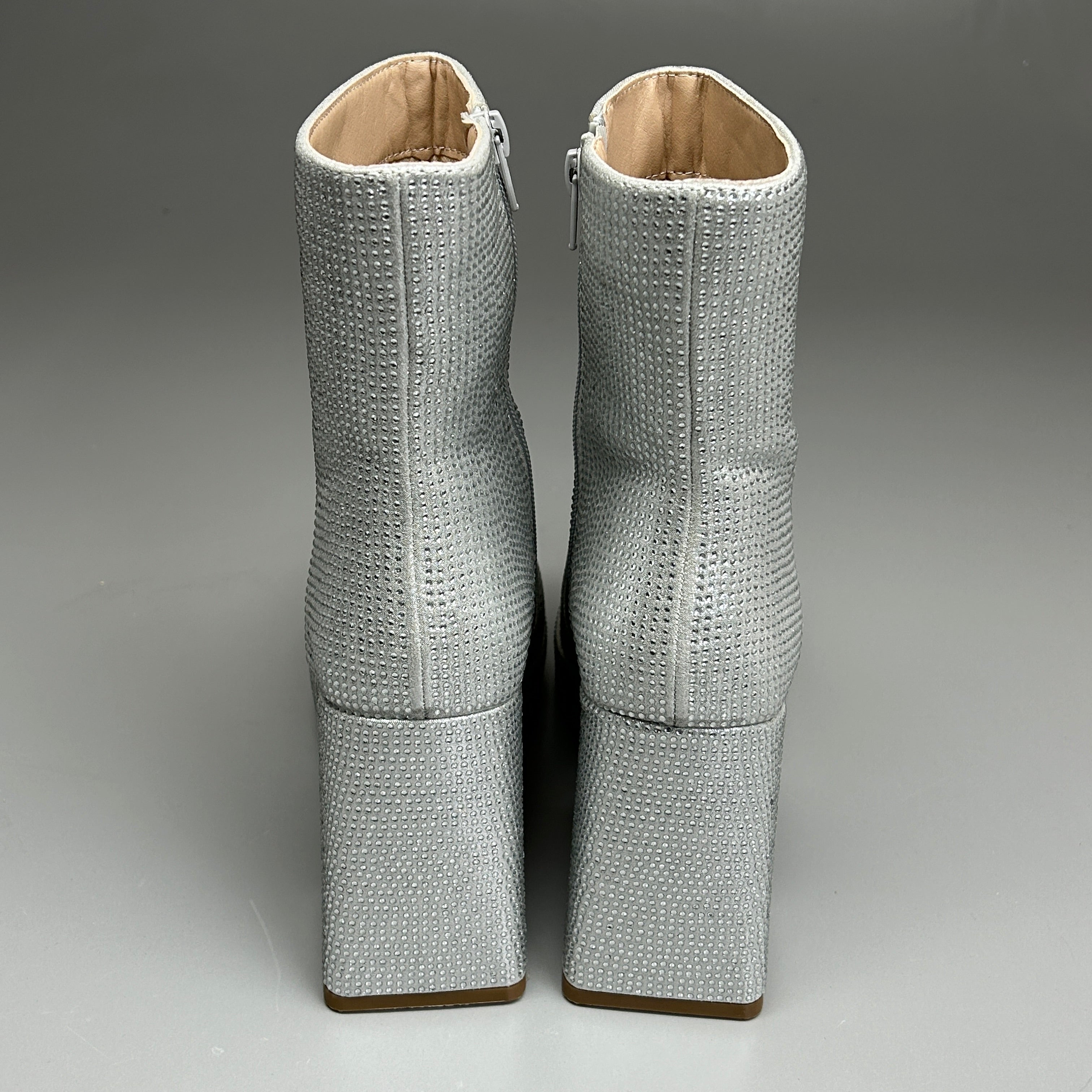 MIA Iva Silver Stone Heeled Boots Women's Sz 9.5 Silver GS1253108 (New)