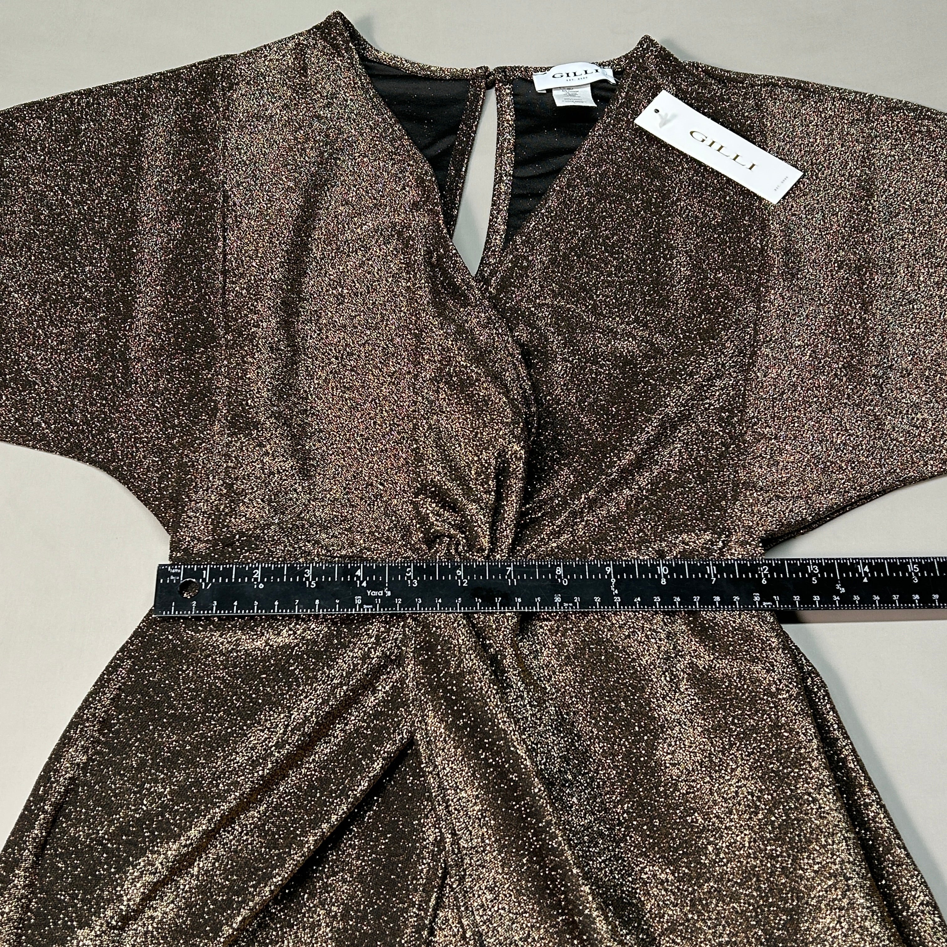 GILLI Twist Front Romper Black/Gold Size Large (New)