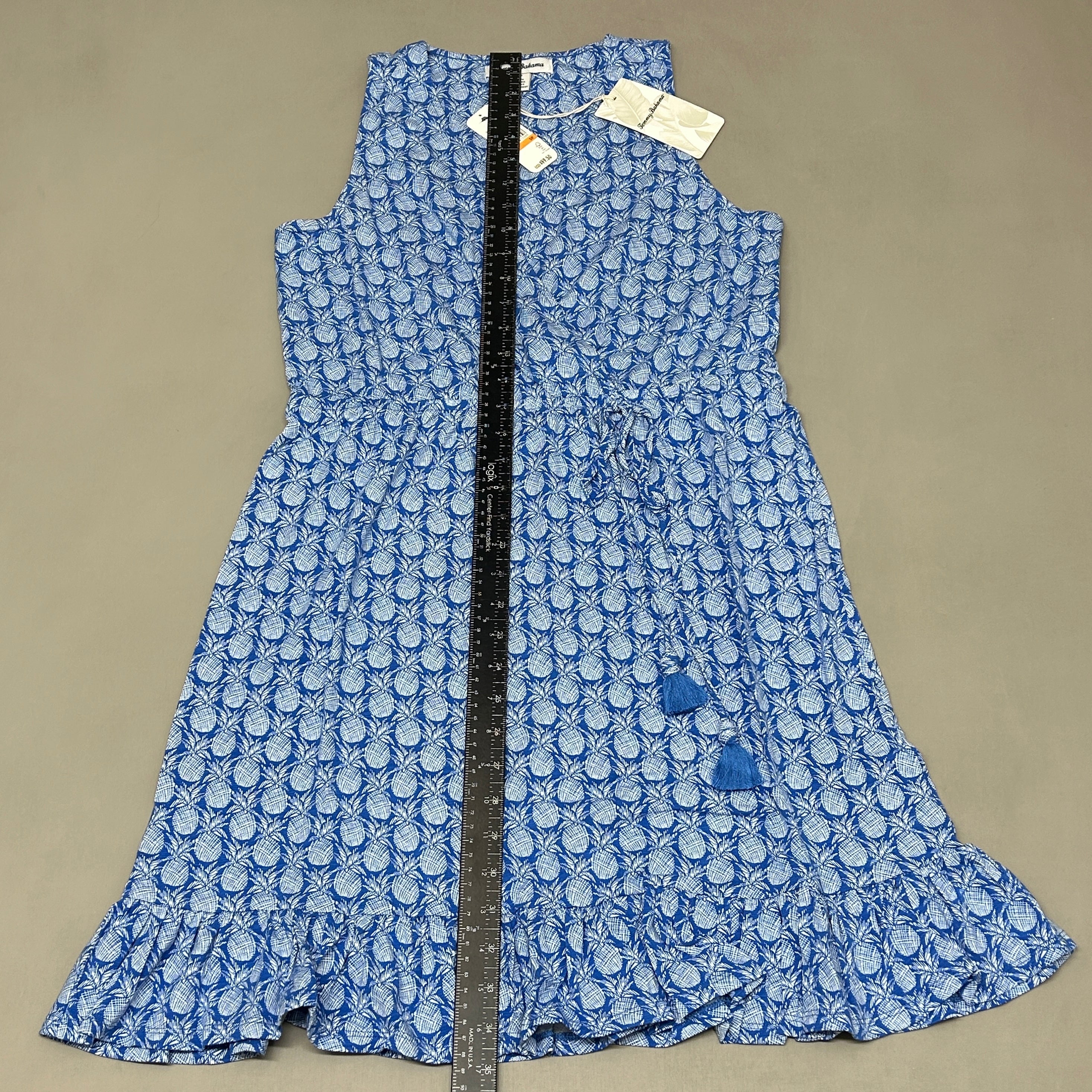 TOMMY BAHAMA Women's Fineapple Sleeveless SunDress Blue/White Turkish Sea Size S (New)