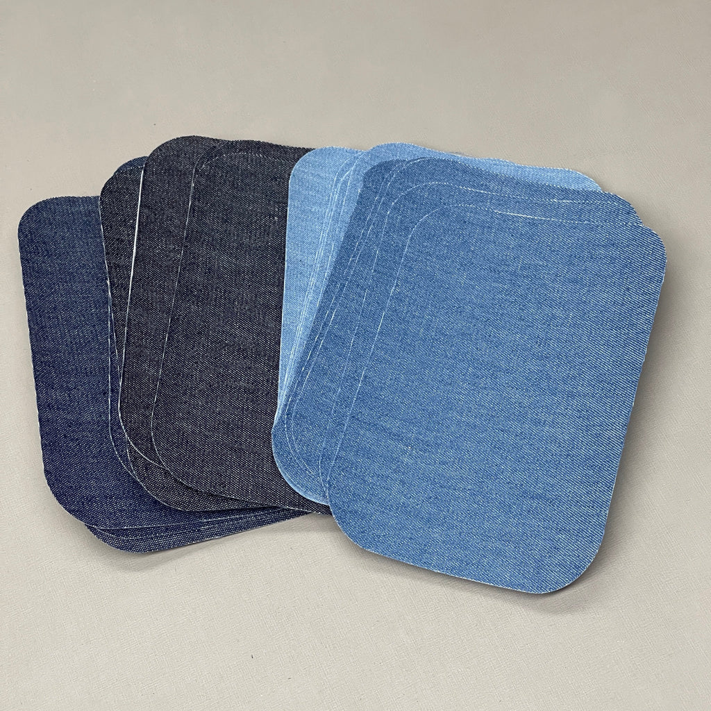 IRON ON Jean Patches 80 PATCHES! 3" x 4-1/4", Clothing Repair, 4 Shades of Blue (New)