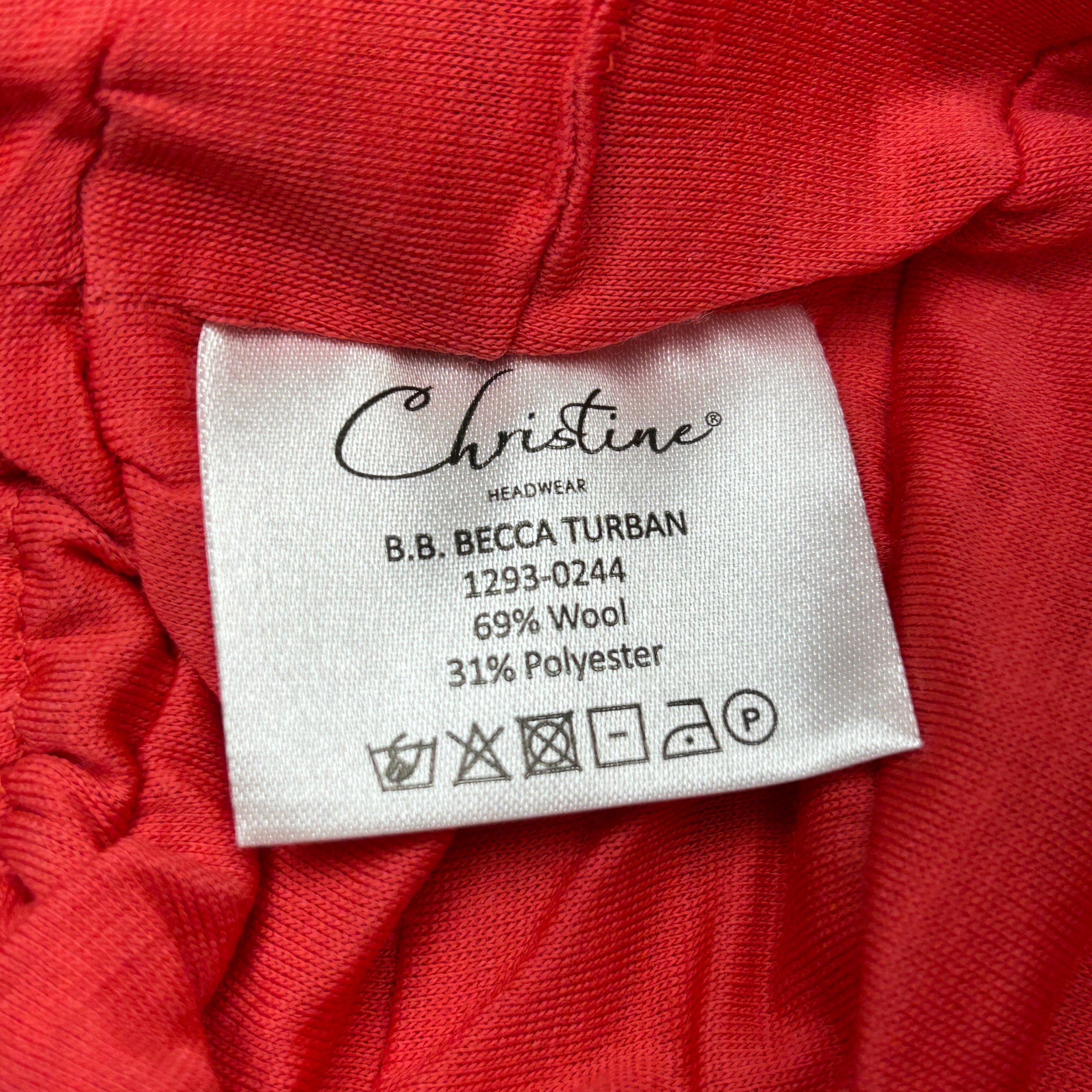 CHRISTINE HEADWEAR BB Becca Turban Raspberry Red 1293-0244 (New)