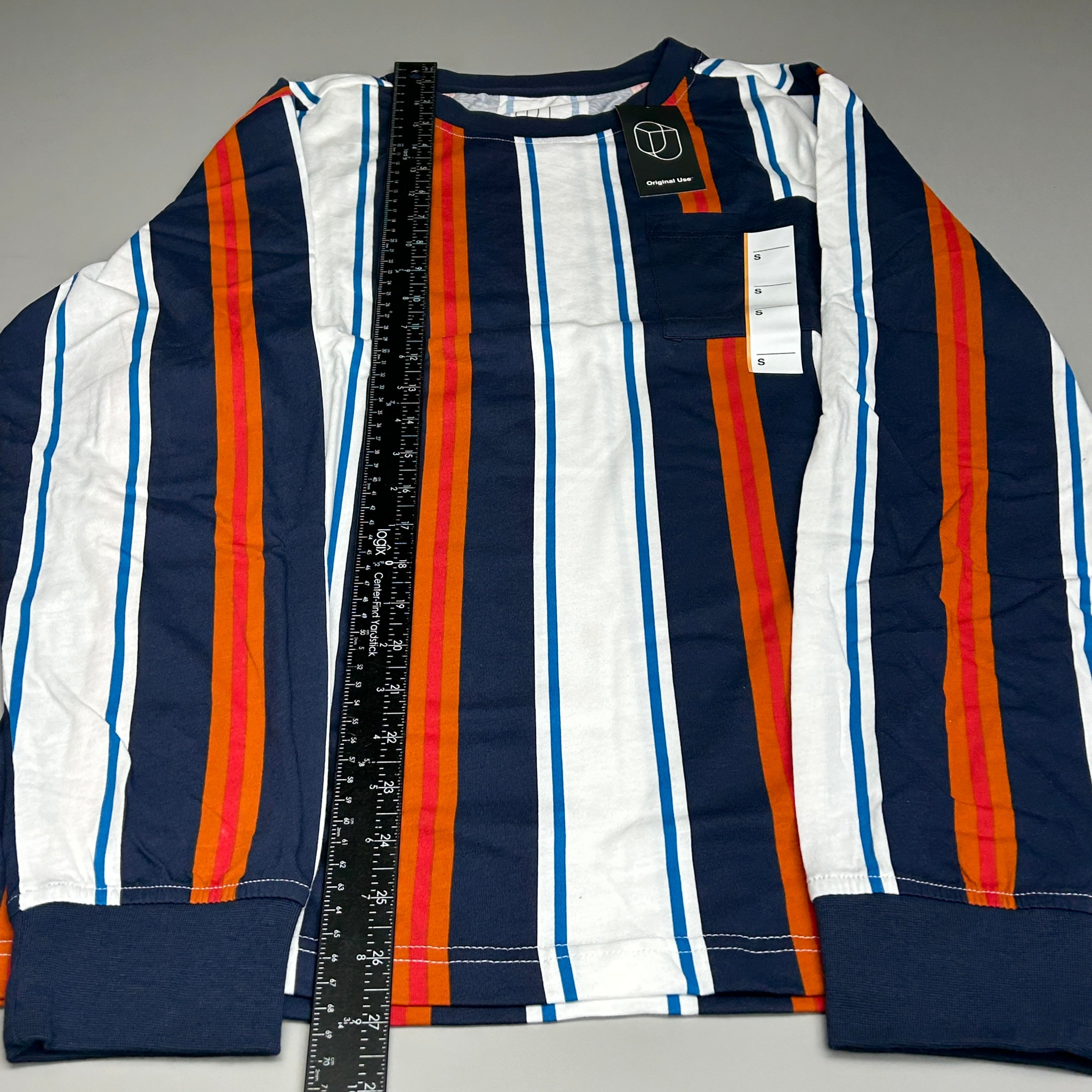 ORIGINAL USE Men's Striped Long Sleeve T-Shirt Gold/Stripe Sz S (New)