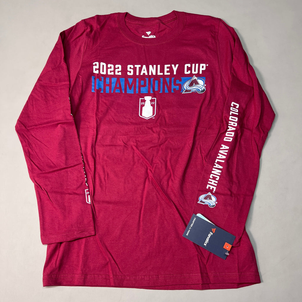 FANATICS 2022 Stanley Cup Champions Colorado Avalanche Long Sleeve T-shirt Sz S Burgundy 058N SC Champs (New)