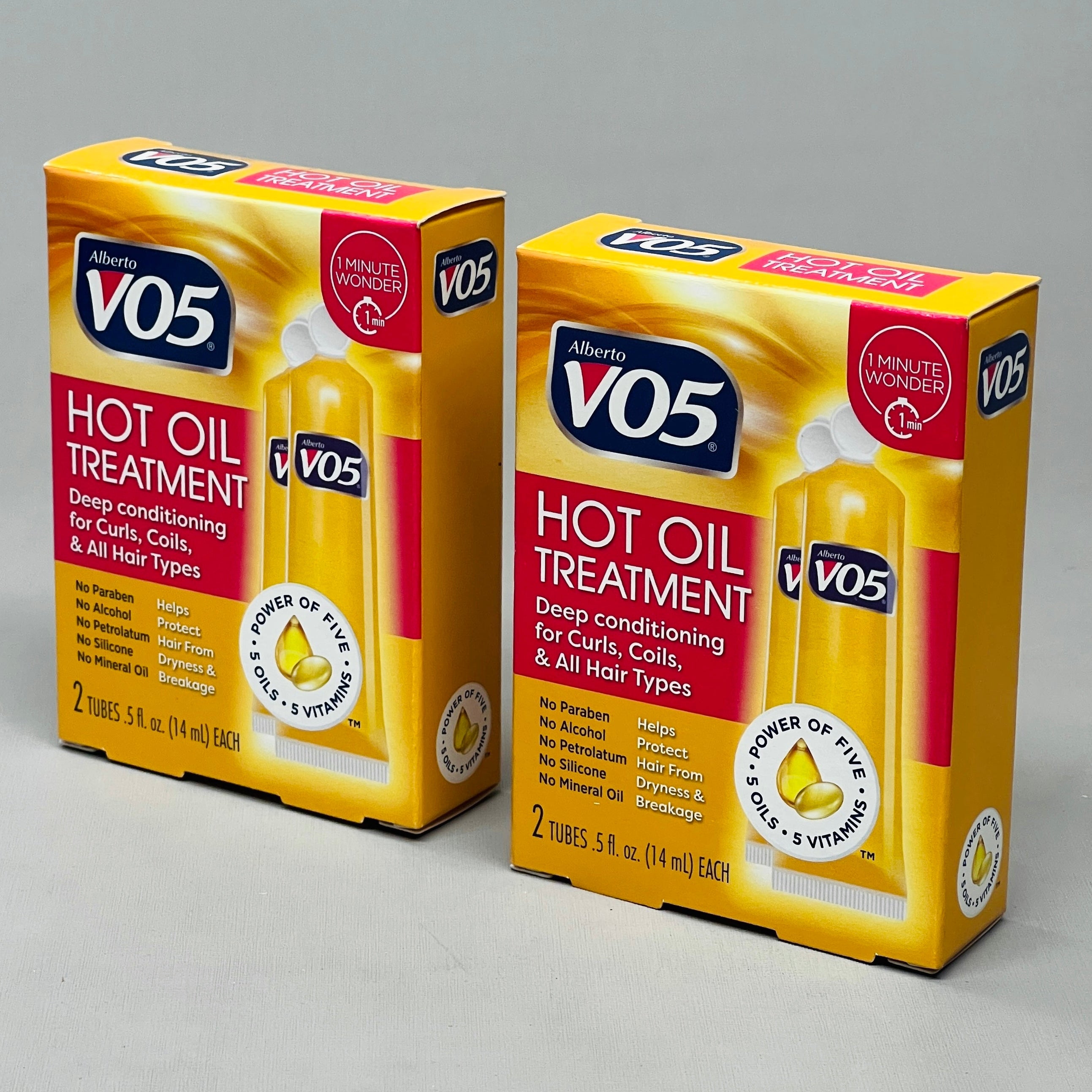 ALBERTO Vo5 Hot Oil Treatment 2-PACK! (2 tubes/box = 4 total tubes) 0.5 fl oz (New)