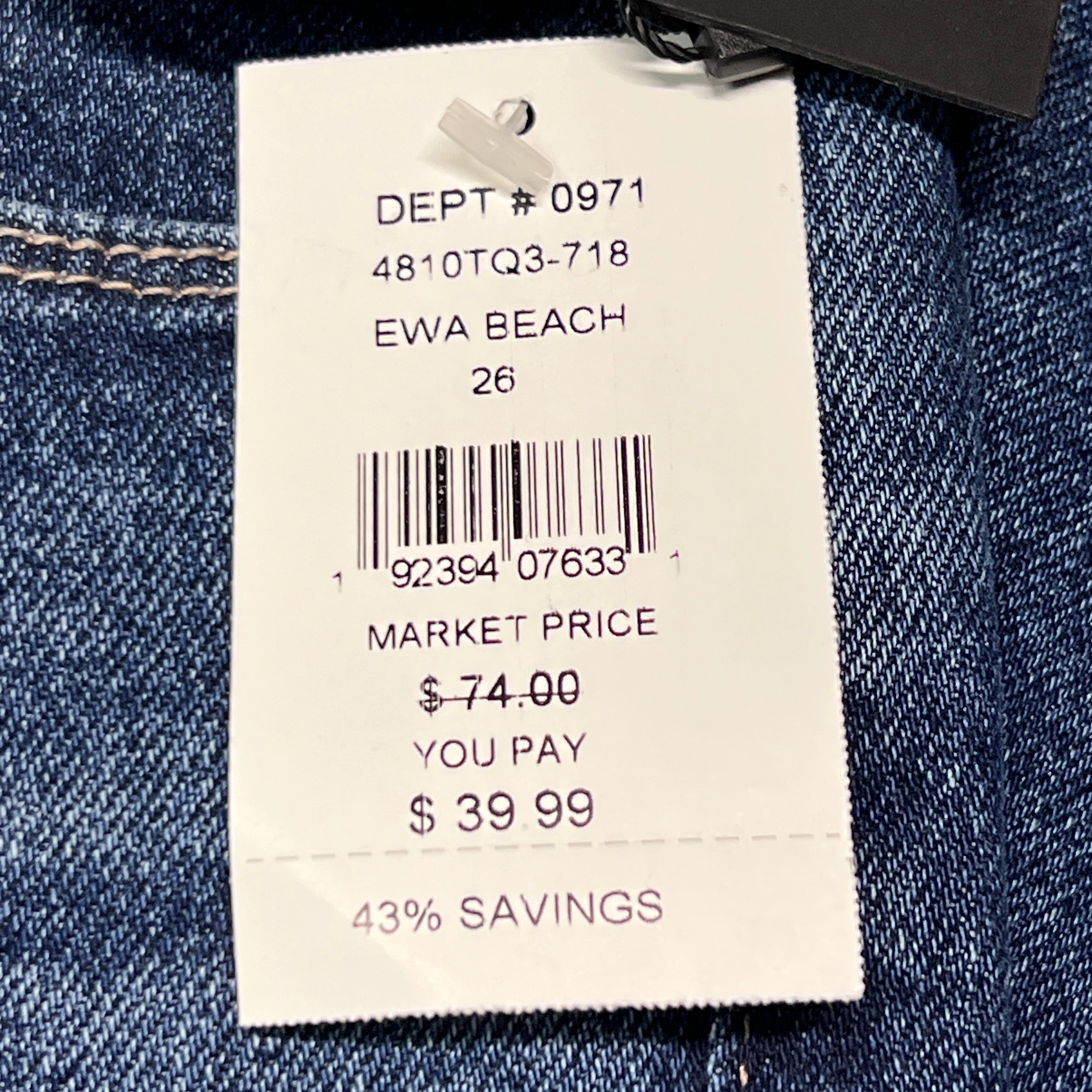 ARTICLES OF SOCIETY Ewa Beach Denim Jeans Women's Sz 26 Blue 4810TQ3-718 (New)