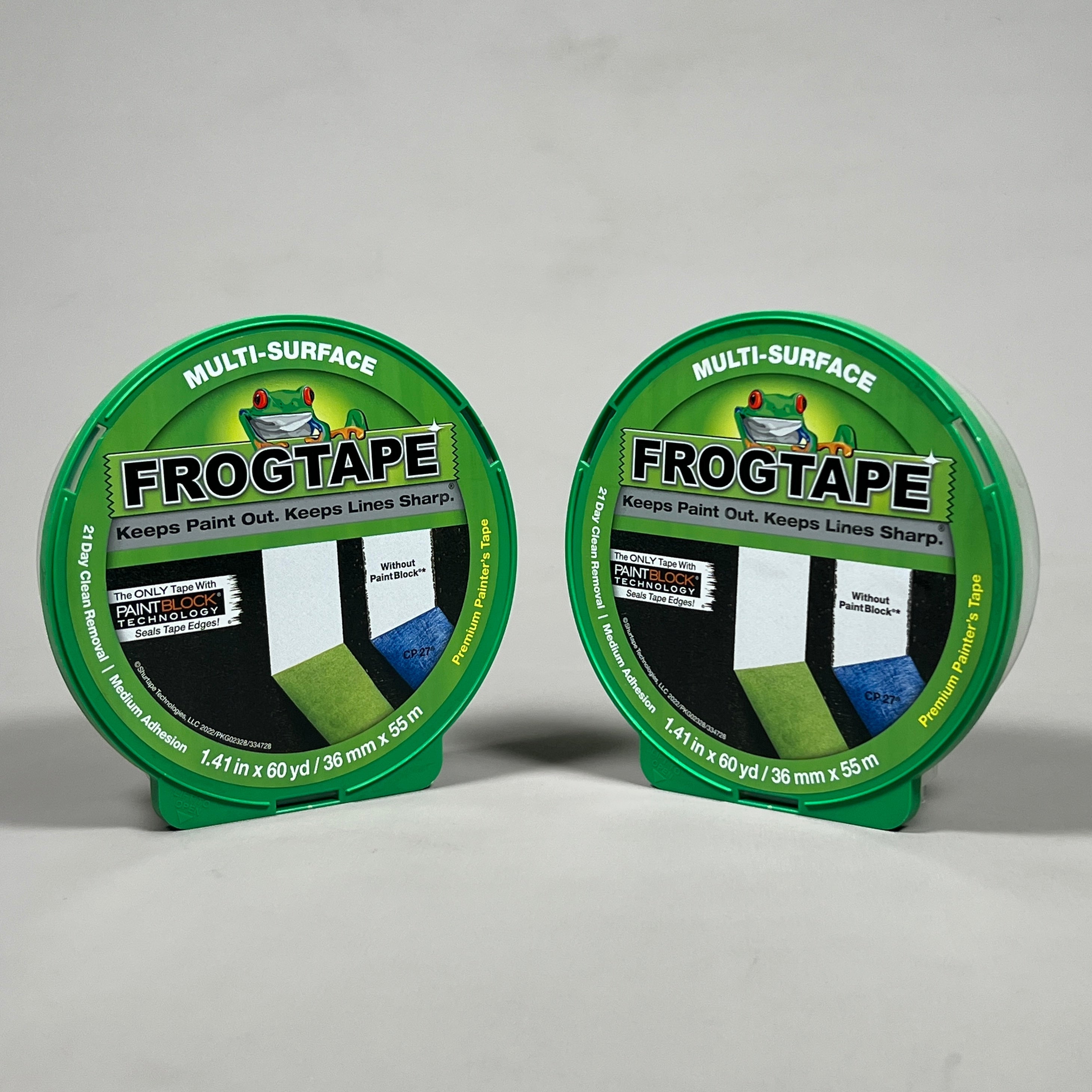 2-PK SHURTAPE FROGTAPE Multi-Surface Masking Tape Green 1.41 in x 60 yd 1396747 (New)