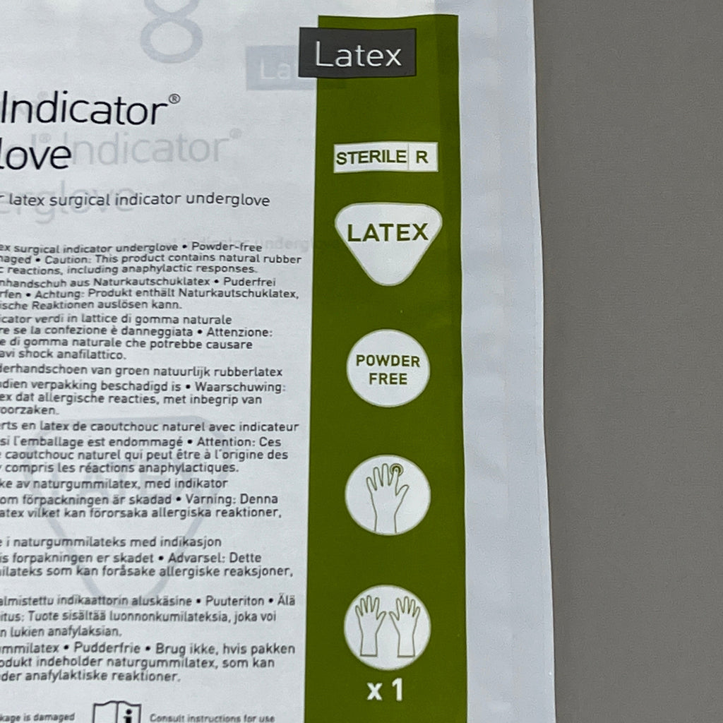 MOLNLYCKE Biogel Latex Surgical Indicator Underglove SZ 8 Green 50 Pairs 31280 (New)
