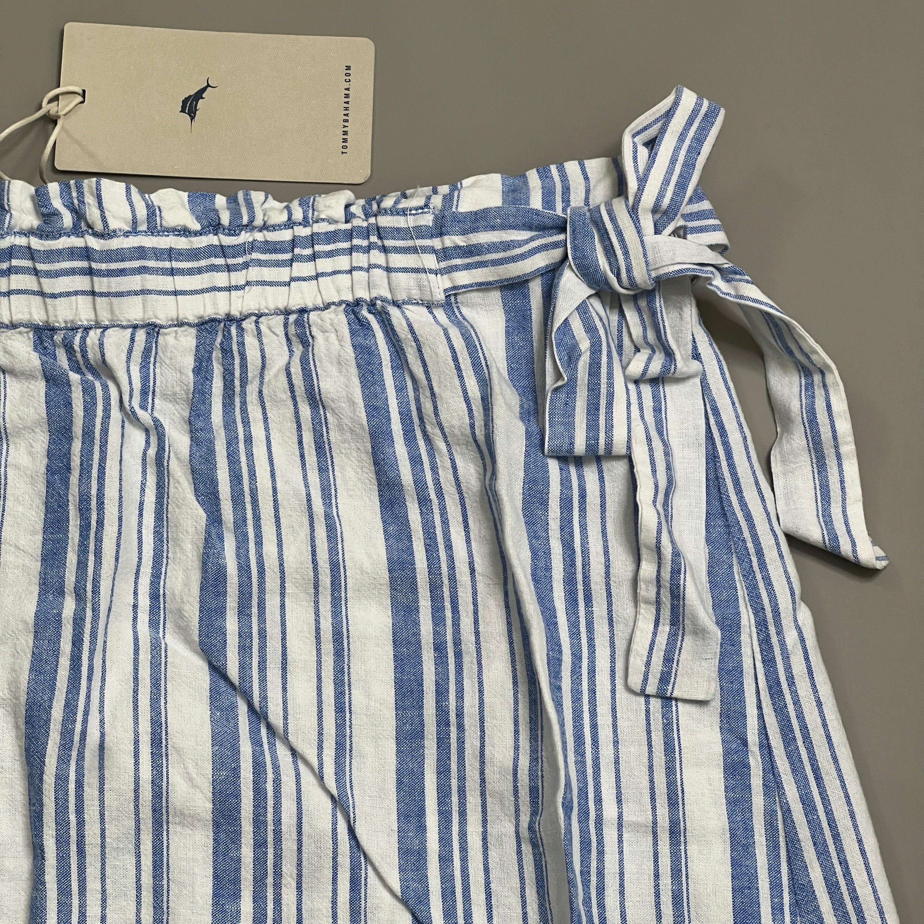 TOMMY BAHAMA Women's Shell Yea Stripe Midi Skirt Turkish Sea Size M (New)