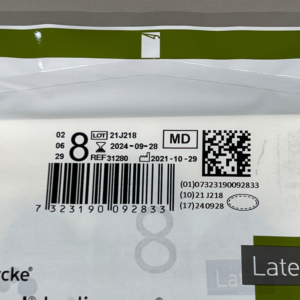 MOLNLYCKE Biogel Latex Surgical Indicator Underglove SZ 8 Green 50 Pairs 31280 (New)