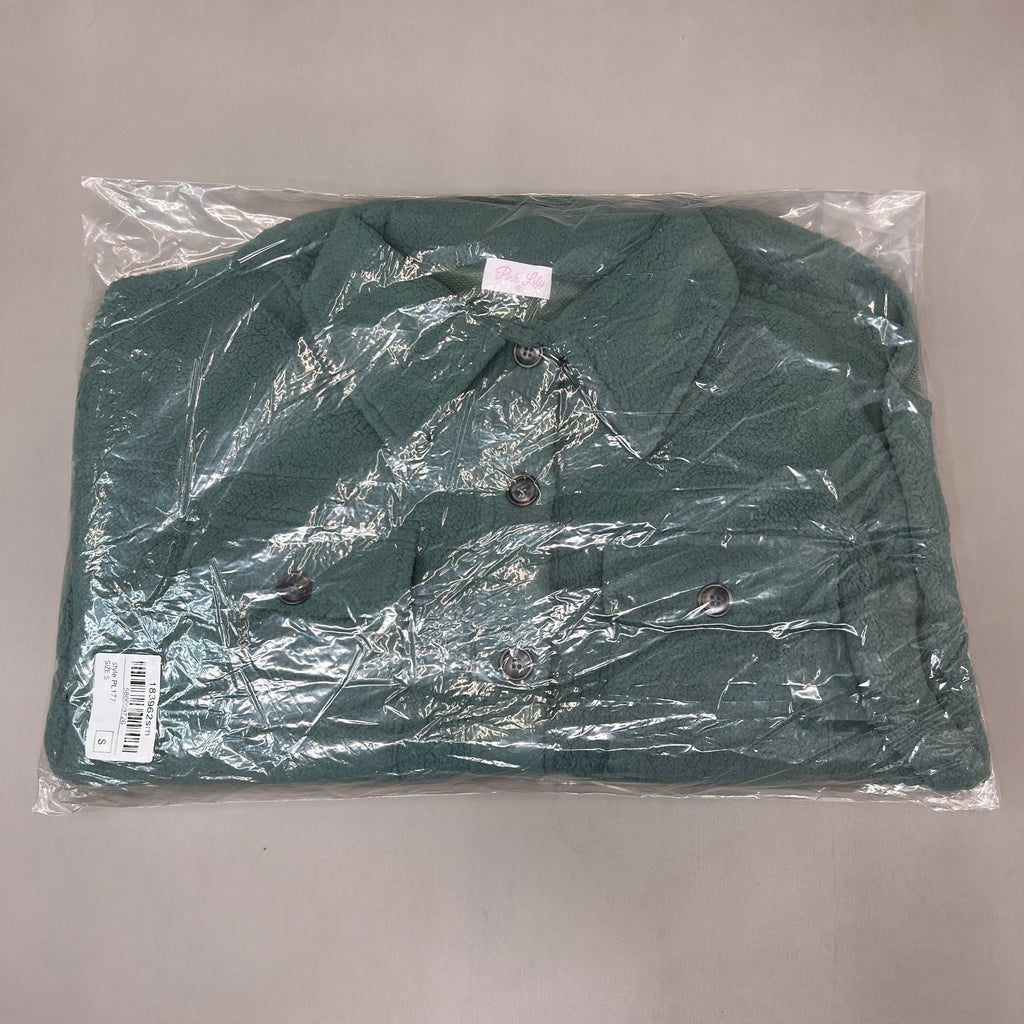 ZA@ PINK LILY Fleece Button-up Jacket Women's Sz S Olive Green PL177 (New)