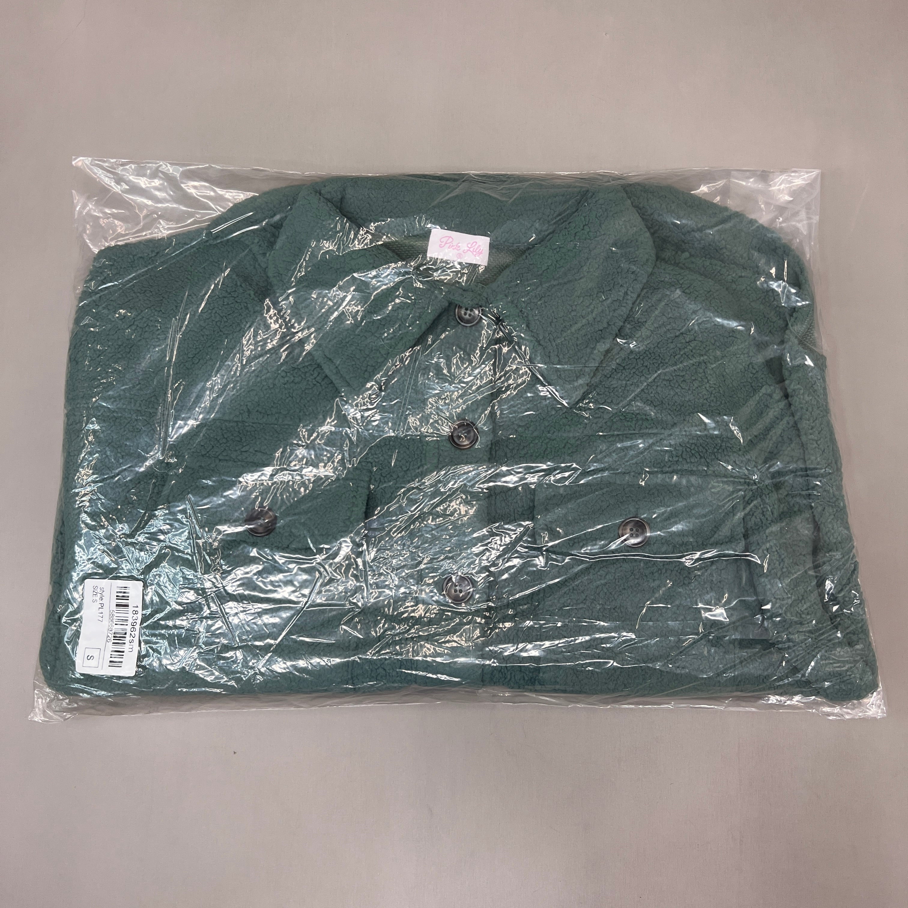 ZA@ PINK LILY Fleece Button-up Jacket Women's Sz S Olive Green PL177 (New)