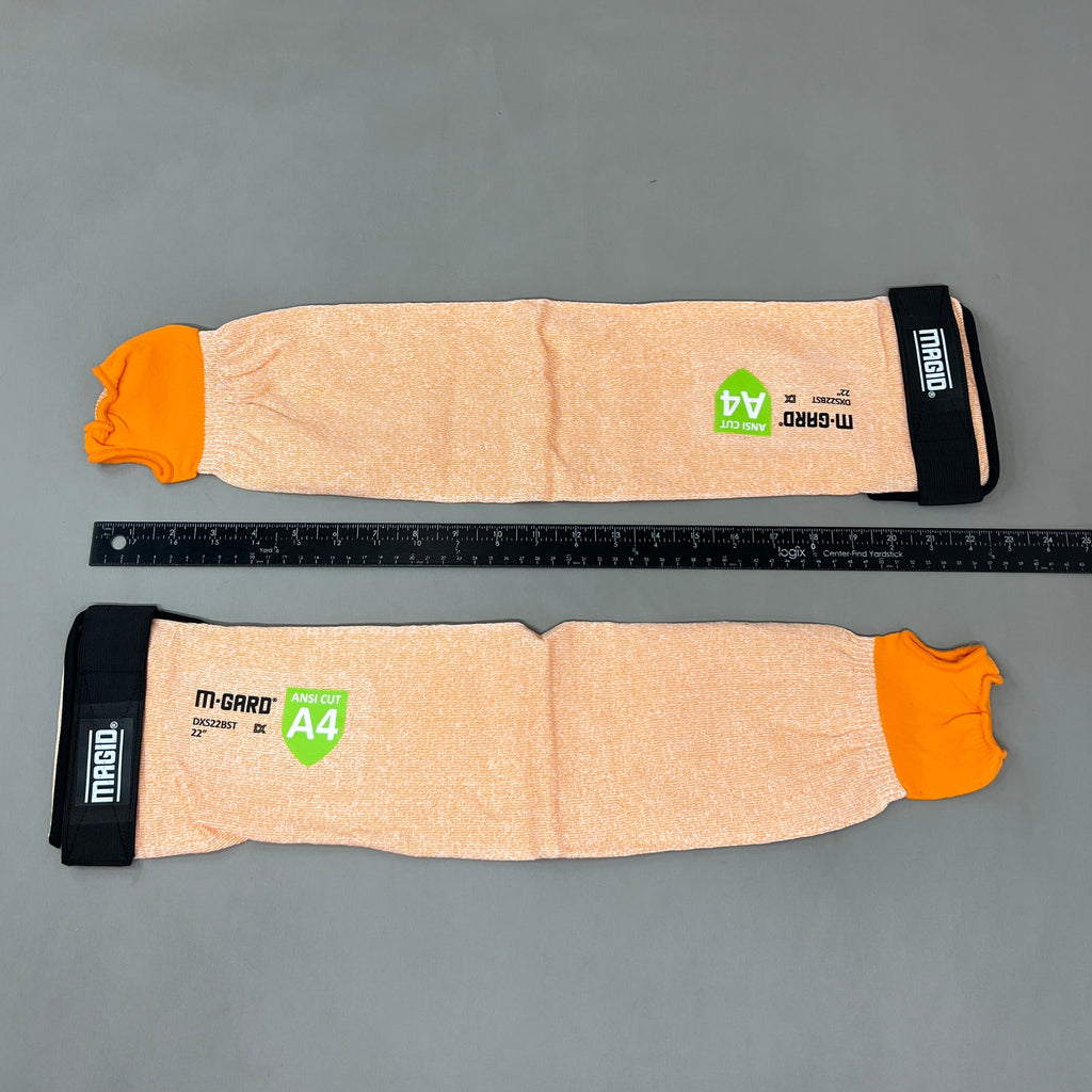2-PK! MAGID M-GARD Gauge Cut Resistant Safety Sleeves DXS22BST 22" Ansi Cut A4 Orange (New)