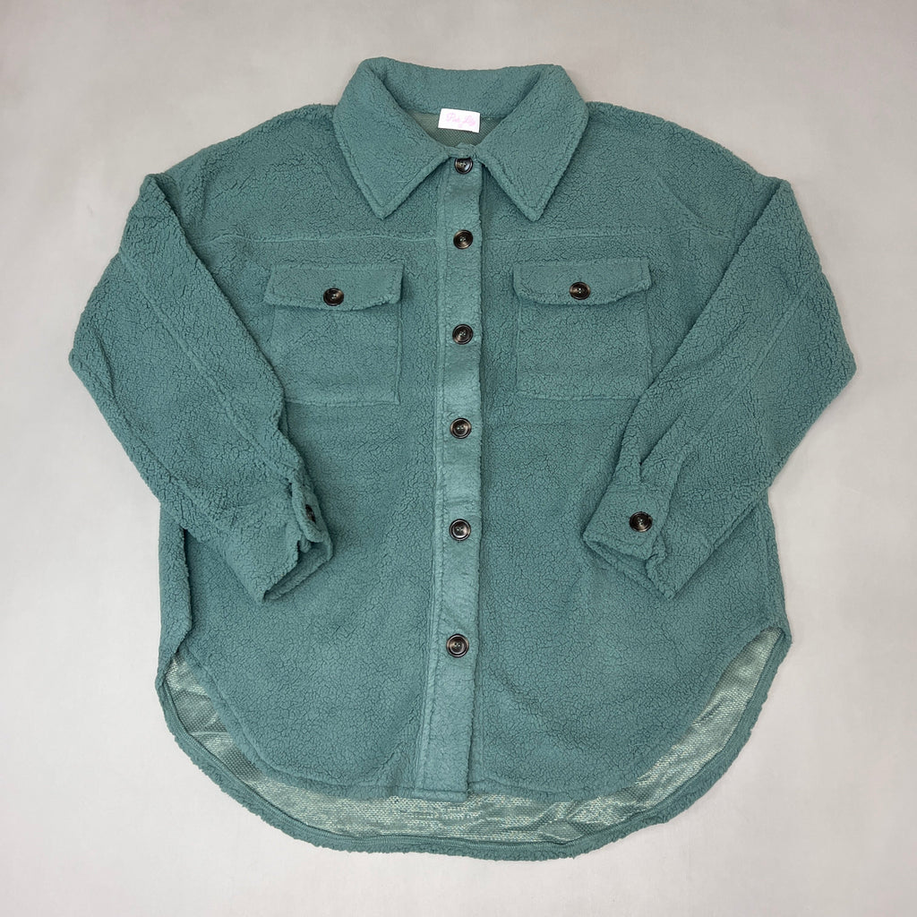 ZA@ PINK LILY Fleece Button-up Jacket Women's Sz S Olive Green PL177 (New)