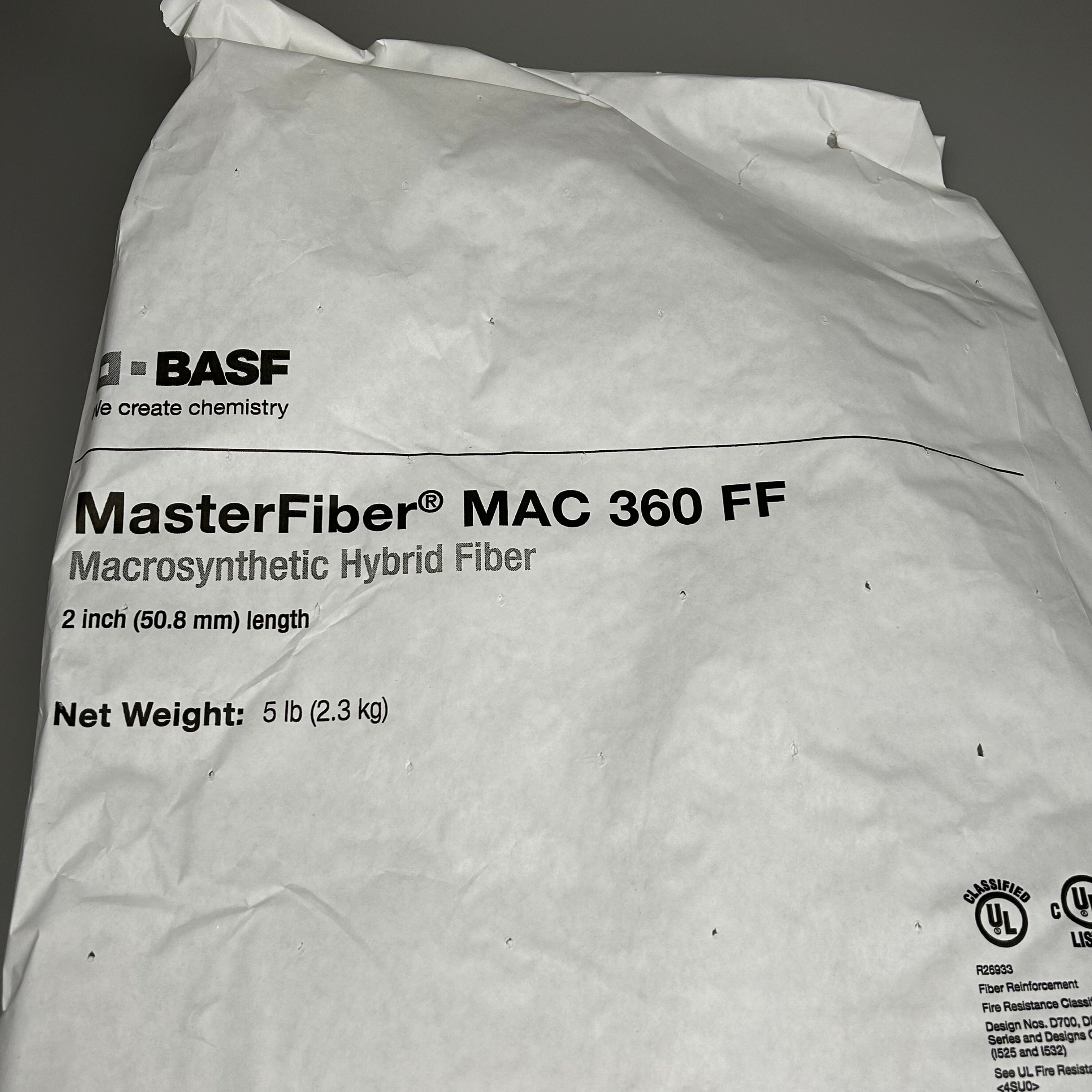 BASF MasterFiber MAC 360 FF Synthetic Hybrid Fiber 5 Bags 5 lbs each (New)