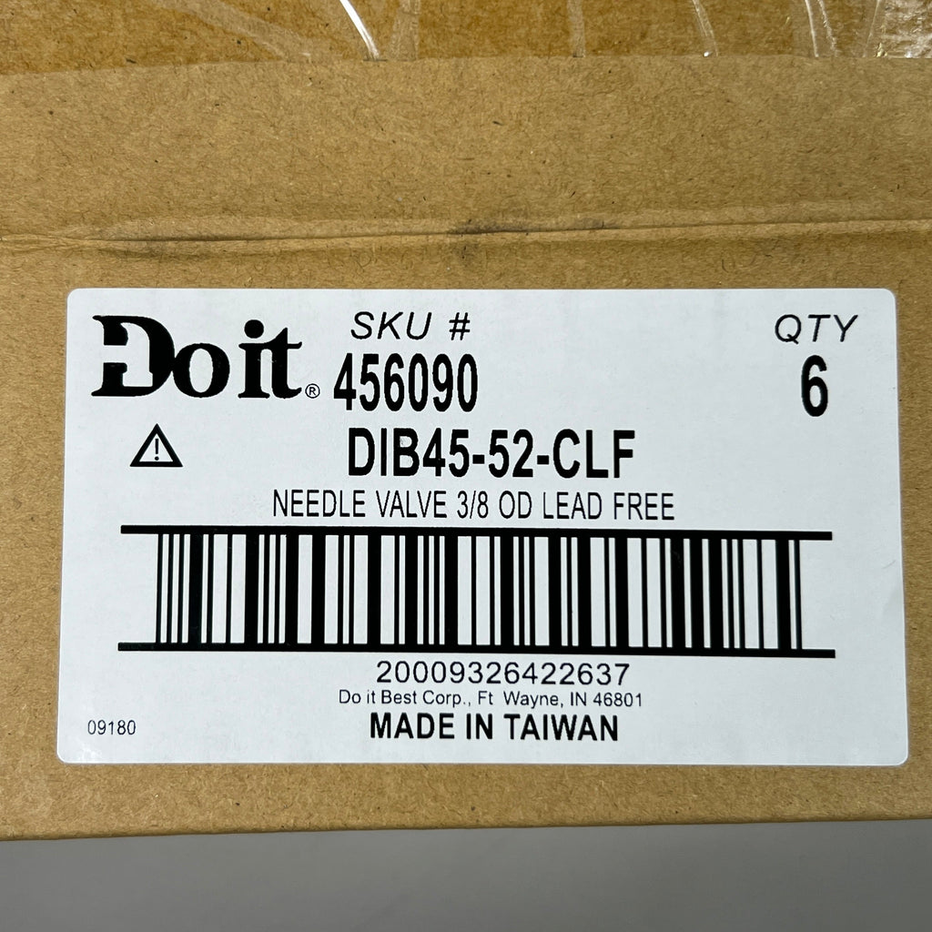 DO IT BEST 6-PACK of Tube Brass Straight Needle Valve 3/8 In. Tube x 3/8 In. Tube (New)