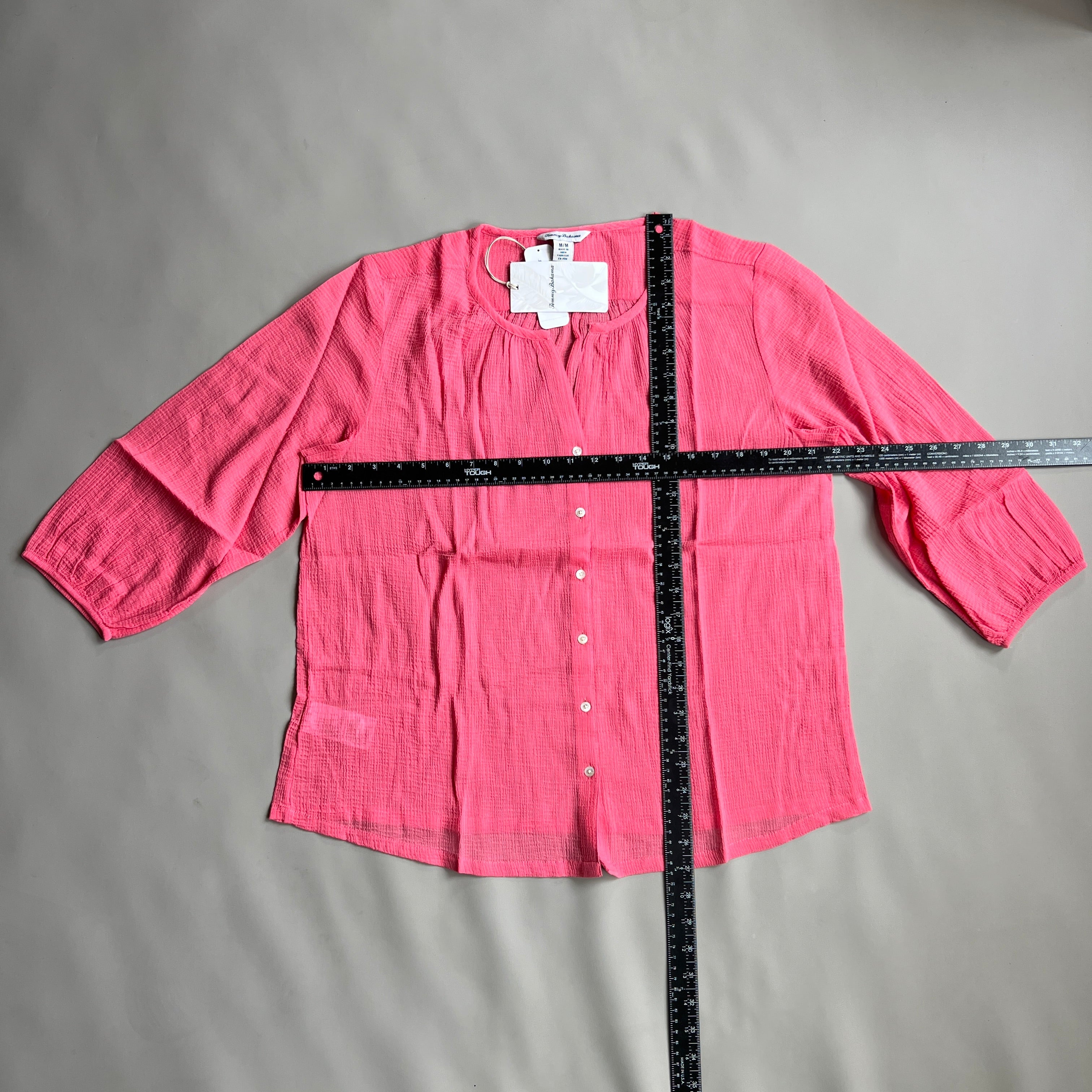 TOMMY BAHAMA Women's Lana Bay Gauze Top 3/4 Sleeve Tutti Frutti Size M (New)