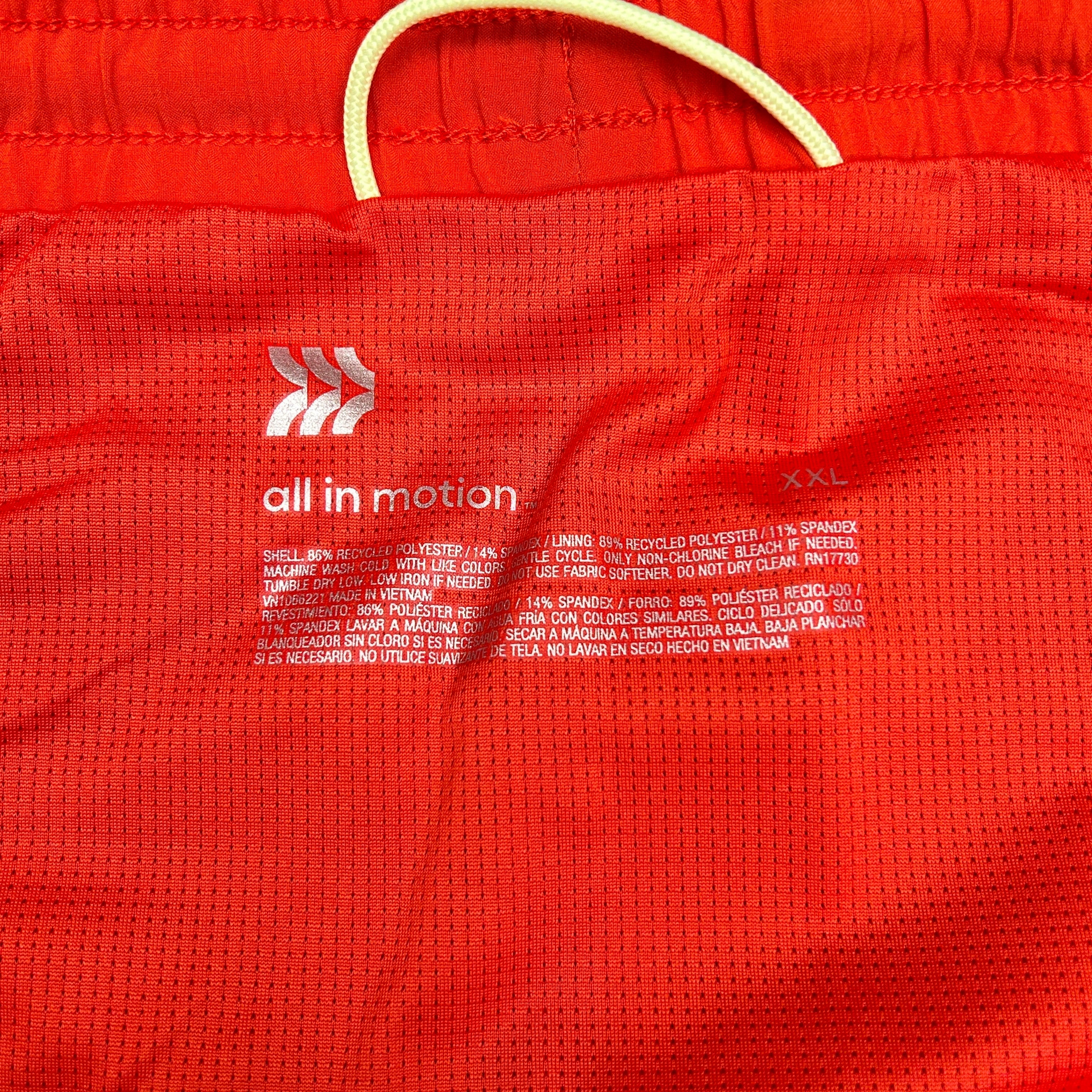 ALL IN MOTION Men's Lined Run Shorts 5" Dark Orange Sz XXL (New)