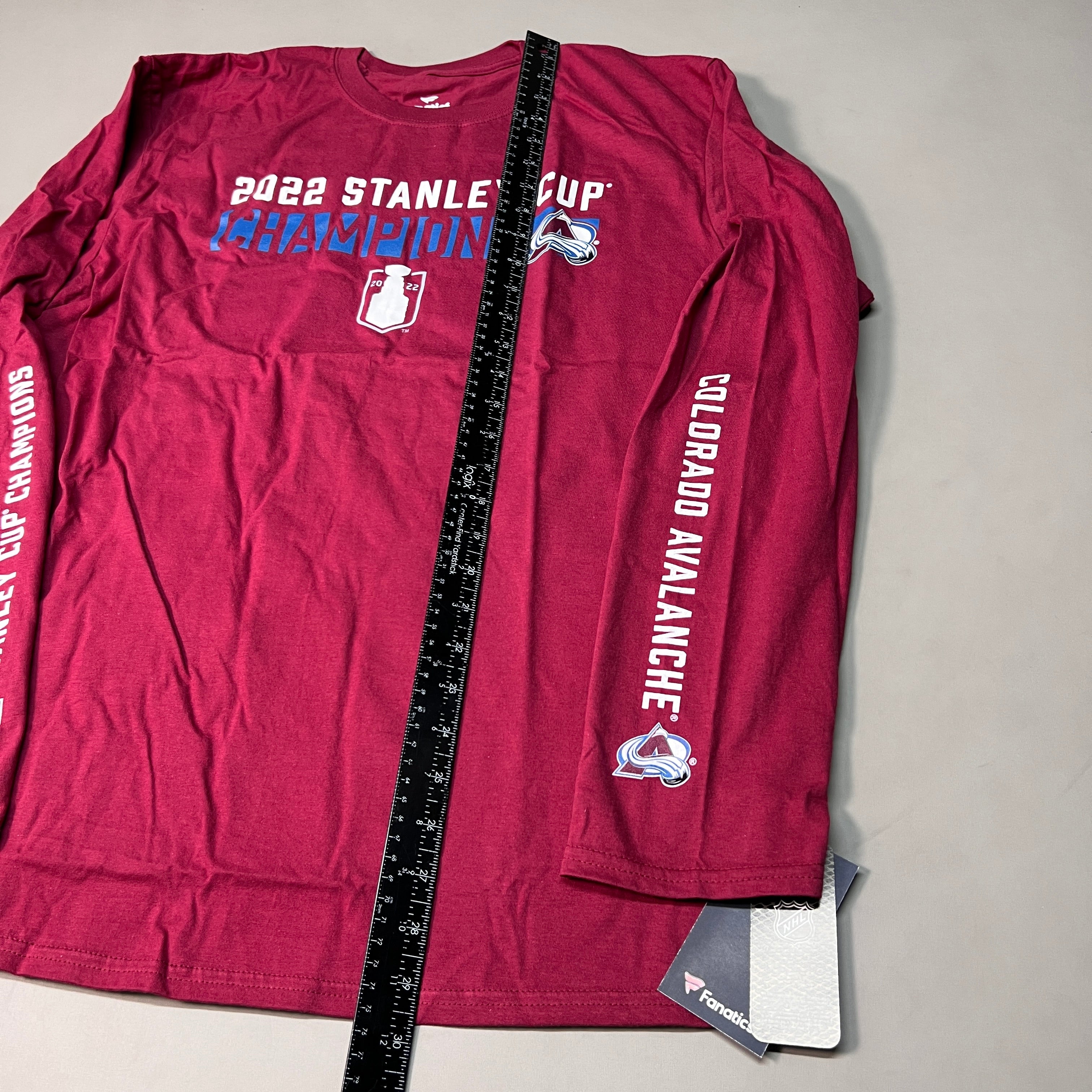 FANATICS 2022 Stanley Cup Champions Colorado Avalanche Long Sleeve T-shirt Sz L Burgundy 058N SC Champs (New)