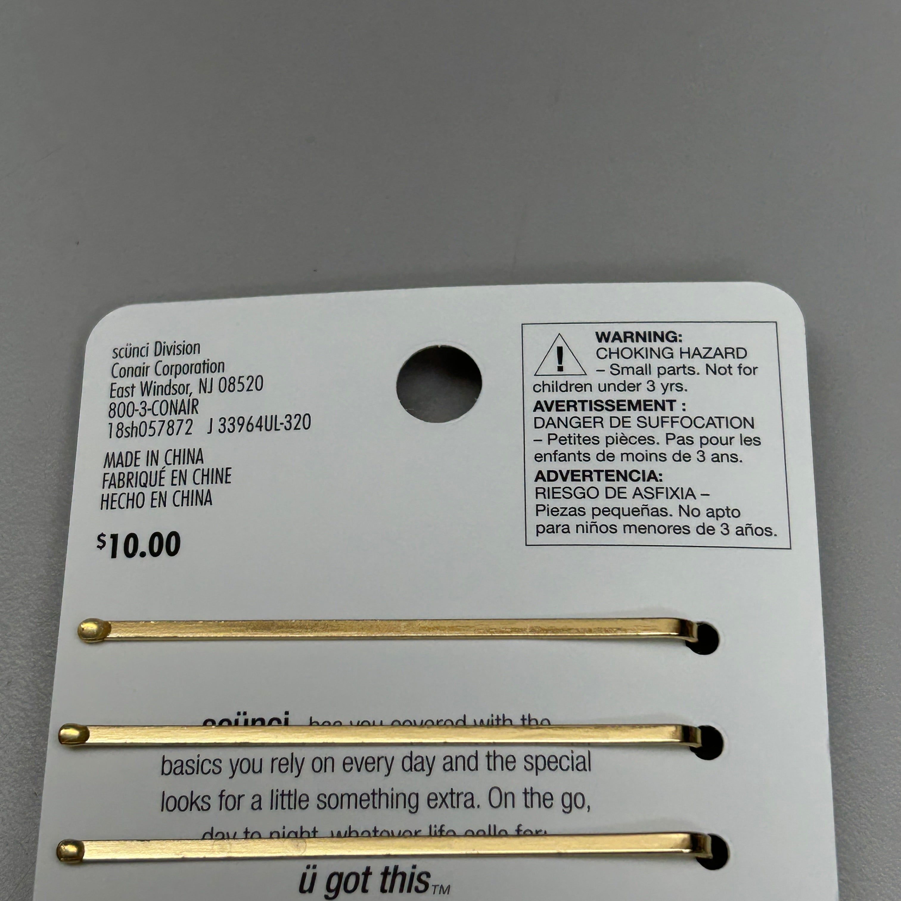 SCUNCI 3-PACK! Pearl/Crystal Bobby Pin Slides Elite Collection Gold 12-Pieces (New)