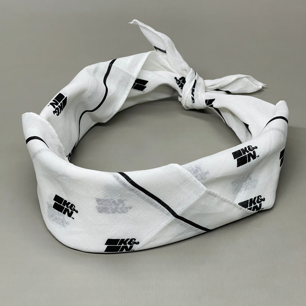 K&N (9 PACK) Bandana Neck Gator Handkerchief White/Black 87-4018-Bandana