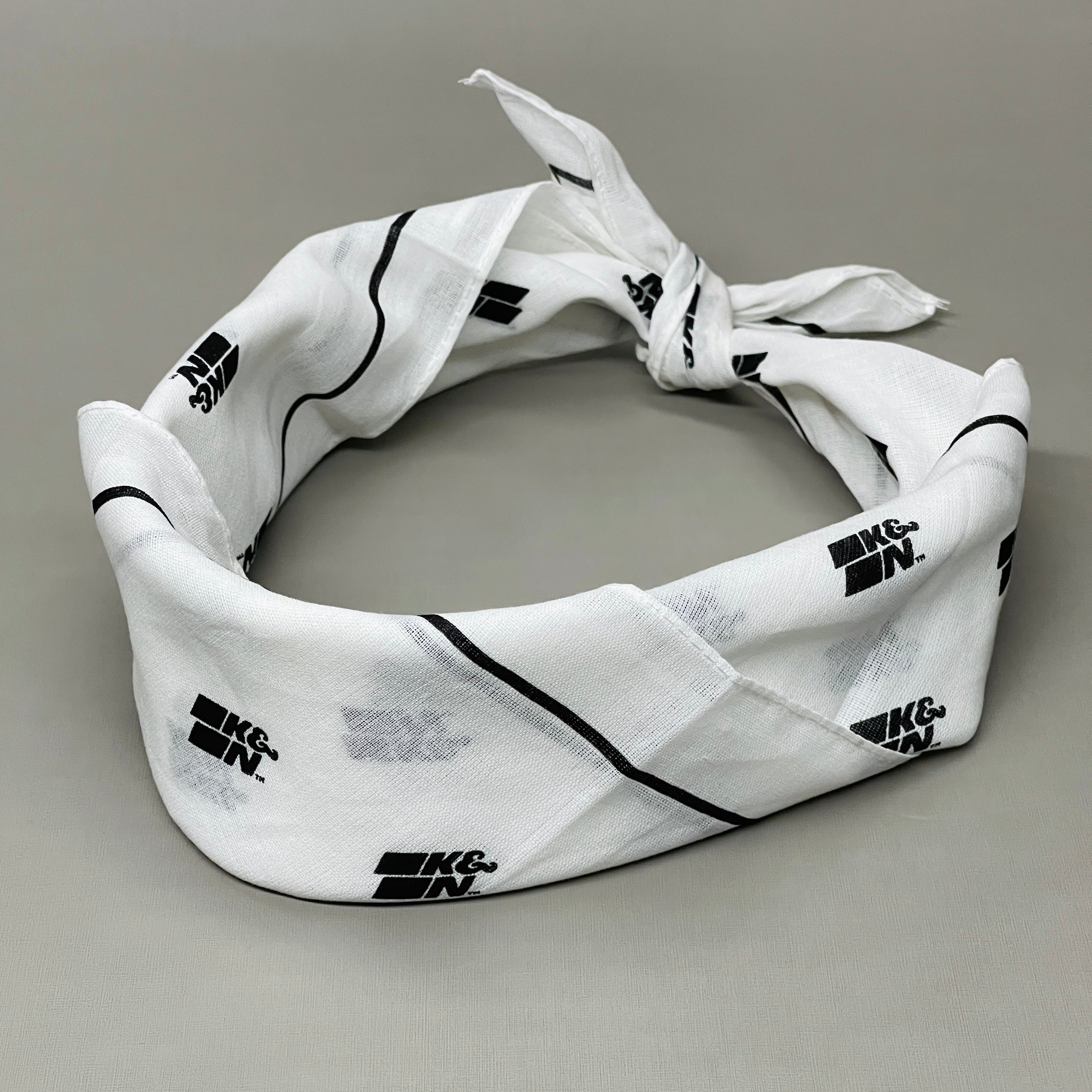 K&N (9 PACK) Bandana Neck Gator Handkerchief White/Black 87-4018-Bandana