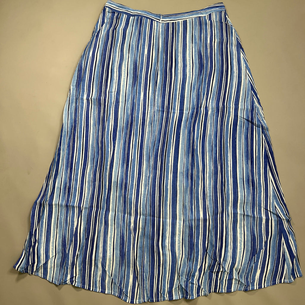 TOMMY BAHAMA Women's Divine Lines Maxi Skirt White Blue Boho Stripe Size 14 (New)