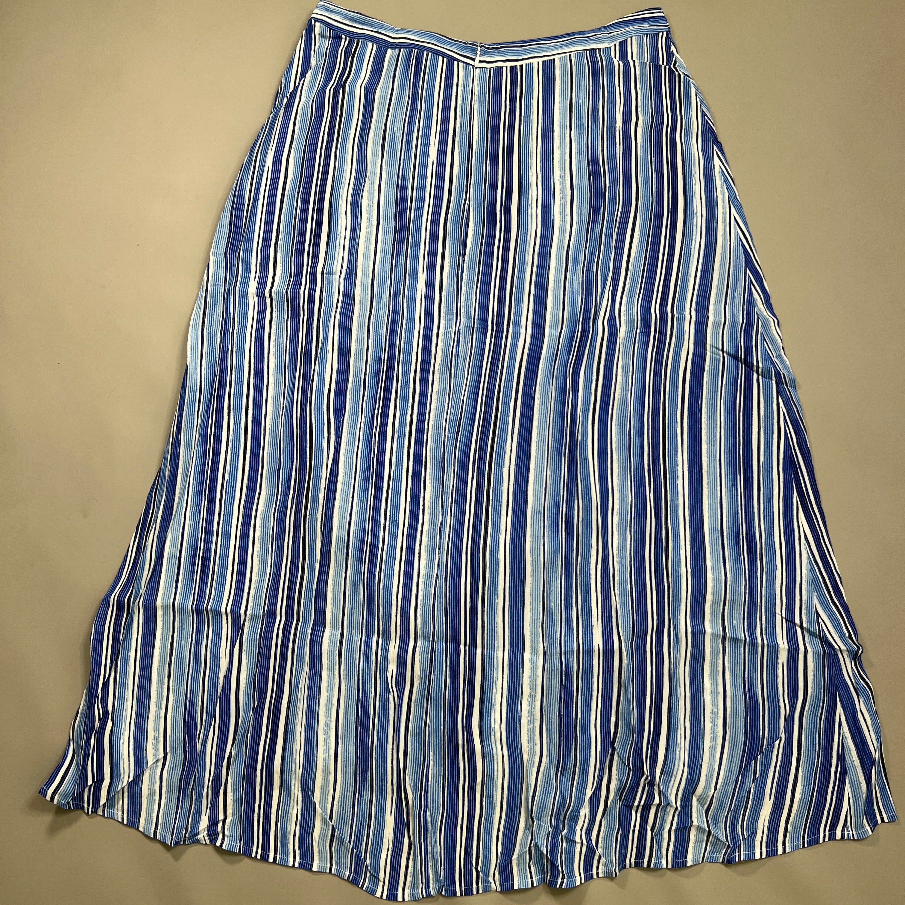 TOMMY BAHAMA Women's Divine Lines Maxi Skirt White Blue Boho Stripe Size 14 (New)