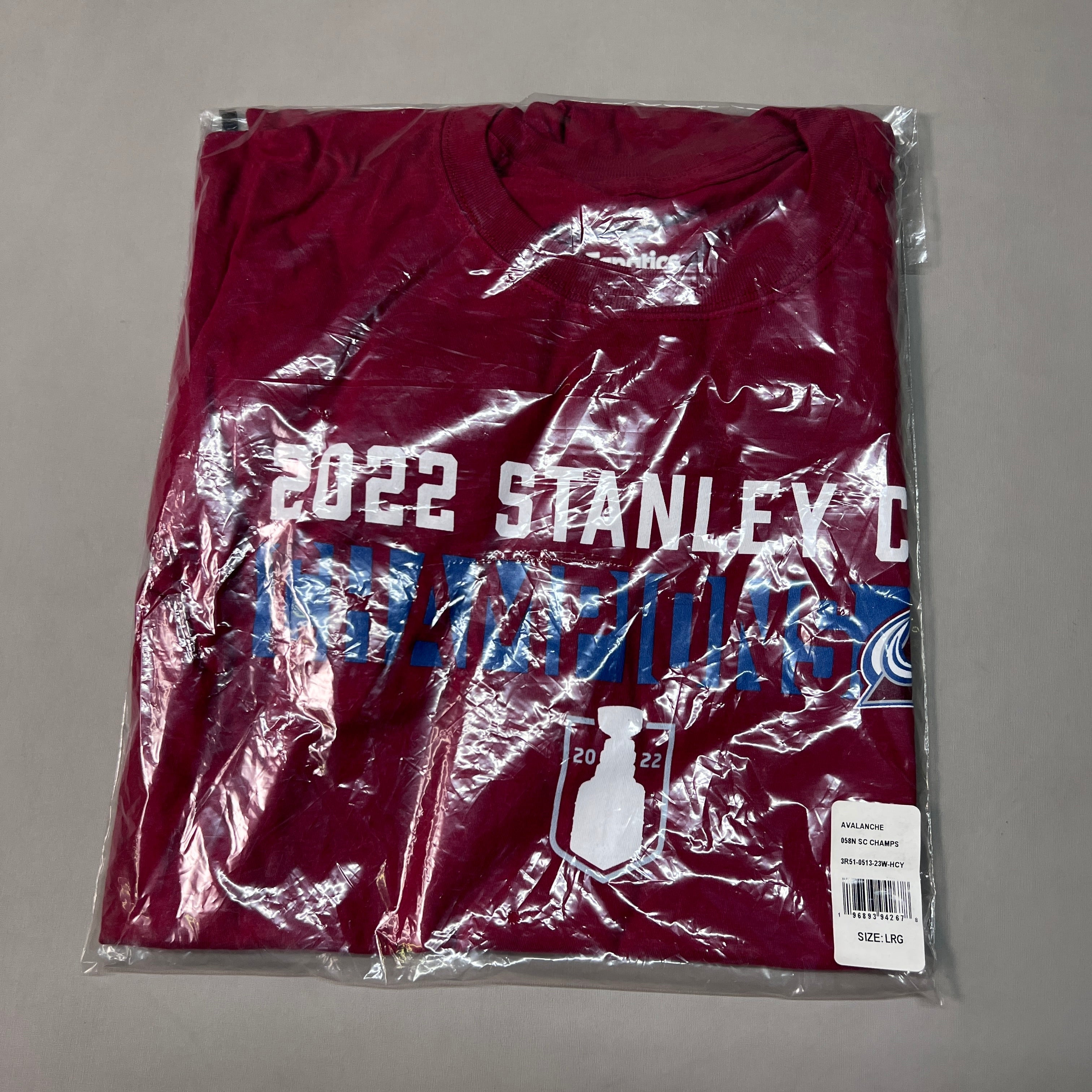 FANATICS 2022 Stanley Cup Champions Colorado Avalanche Long Sleeve T-shirt Sz L Burgundy 058N SC Champs (New)