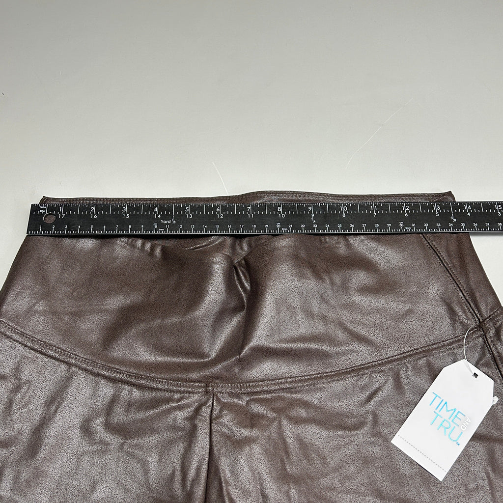 TIME AND TRU Women's Faux Leather Leggings Sz L 12-14 Brown (New)