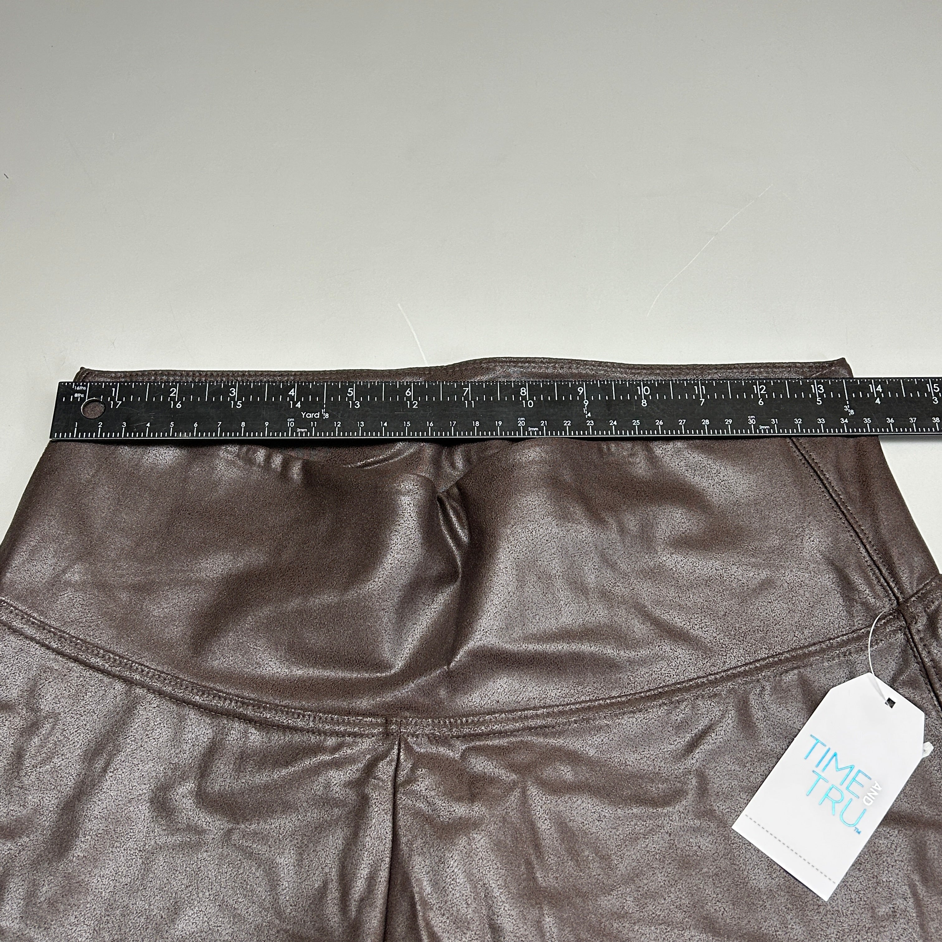 TIME AND TRU Women's Faux Leather Leggings Sz L 12-14 Brown (New)