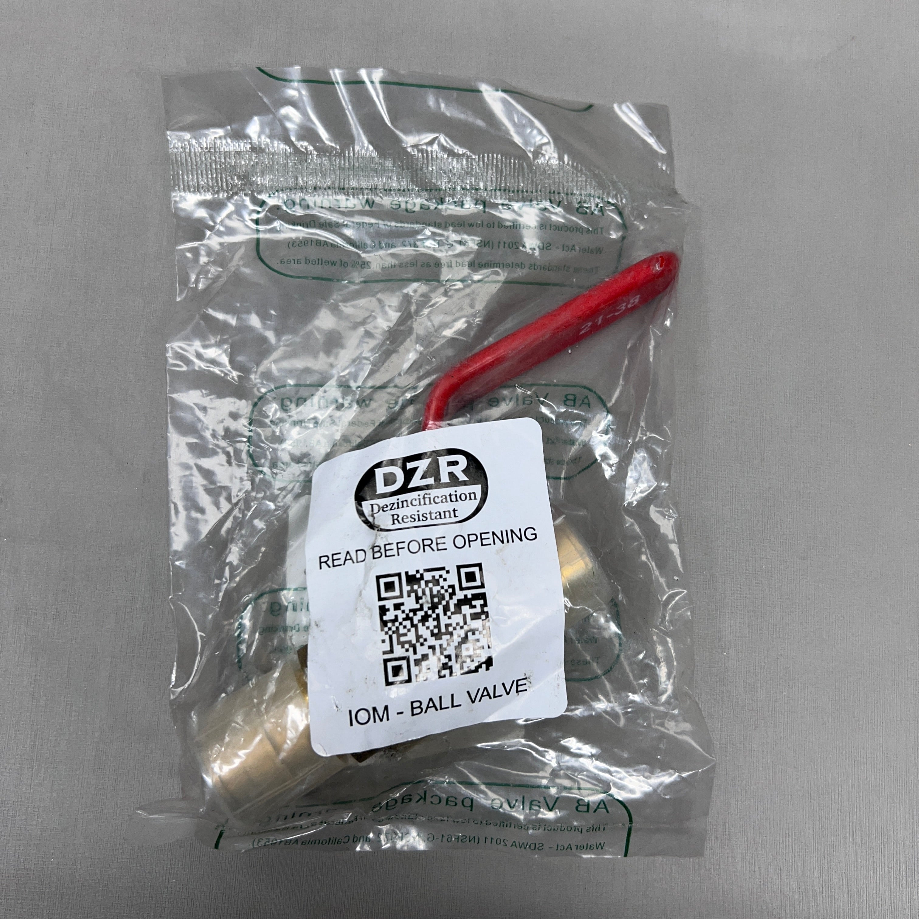 RED-WHITE VALVE Brass LF PEX Ball Valve 3/4" 0.5 lb 5015AB (New)