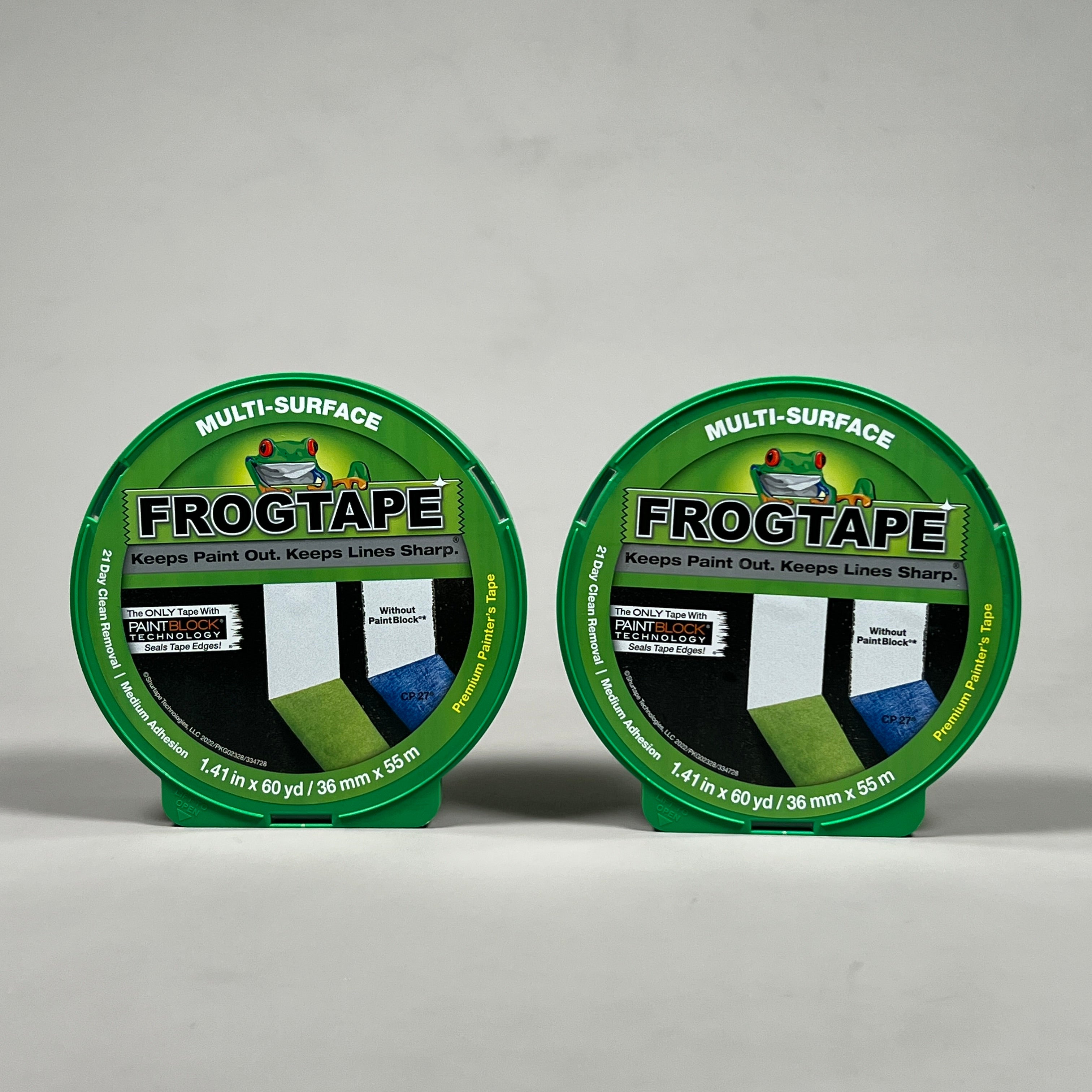 2-PK SHURTAPE FROGTAPE Multi-Surface Masking Tape Green 1.41 in x 60 yd 1396747 (New)