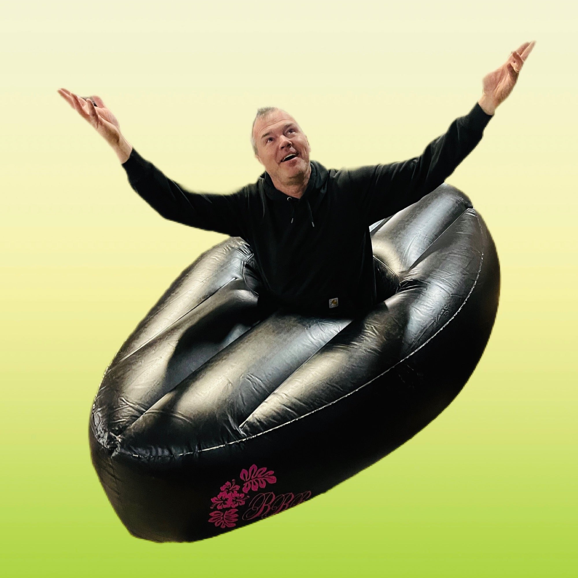 ZA@ BOOTY BEAN BAG BBL Big Inflatable Air Mattress Black 24" Oval With More Support (New)
