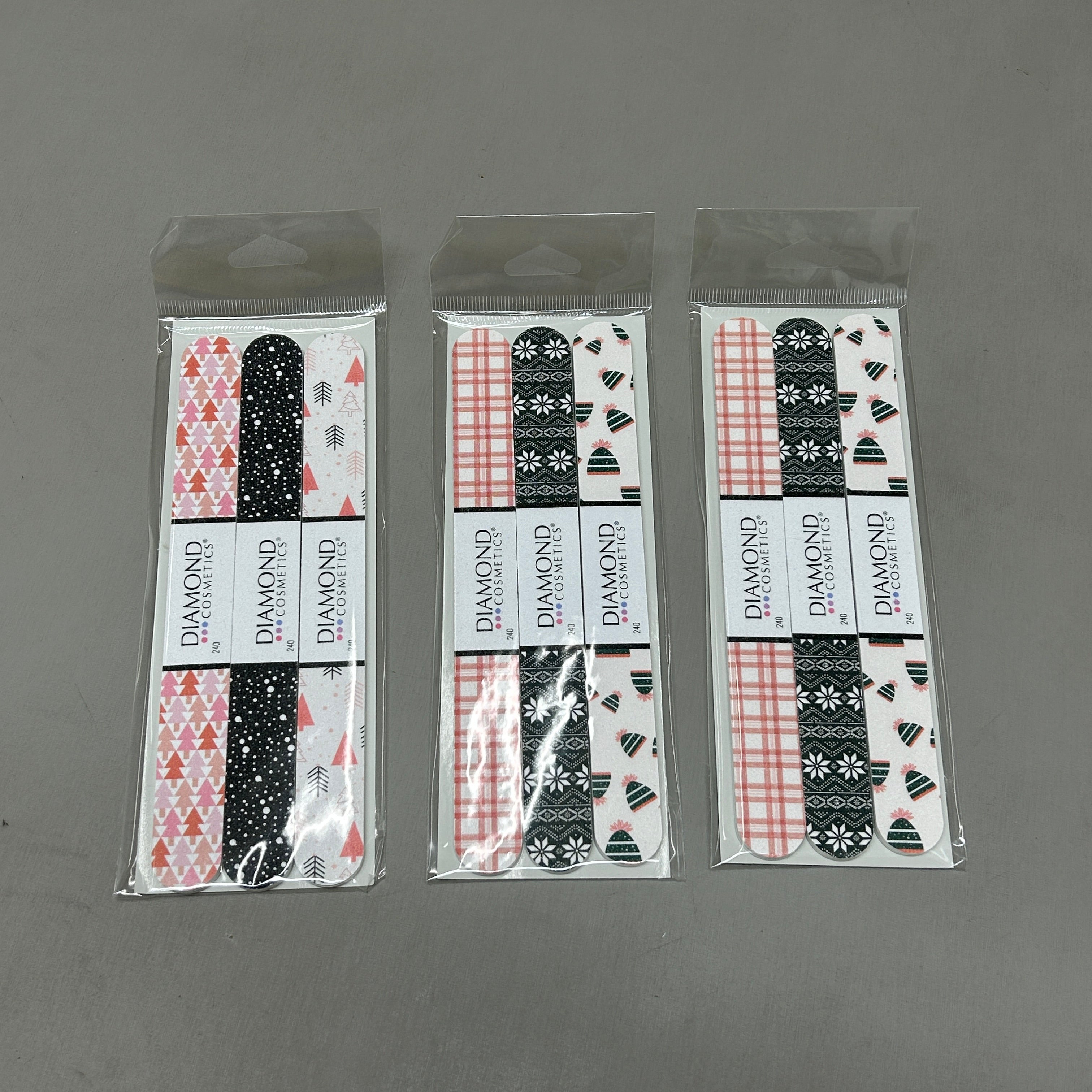 DIAMOND COSMETICS (3 PACKS of 3) Holiday Nail Files Multiple Prints 85386DT