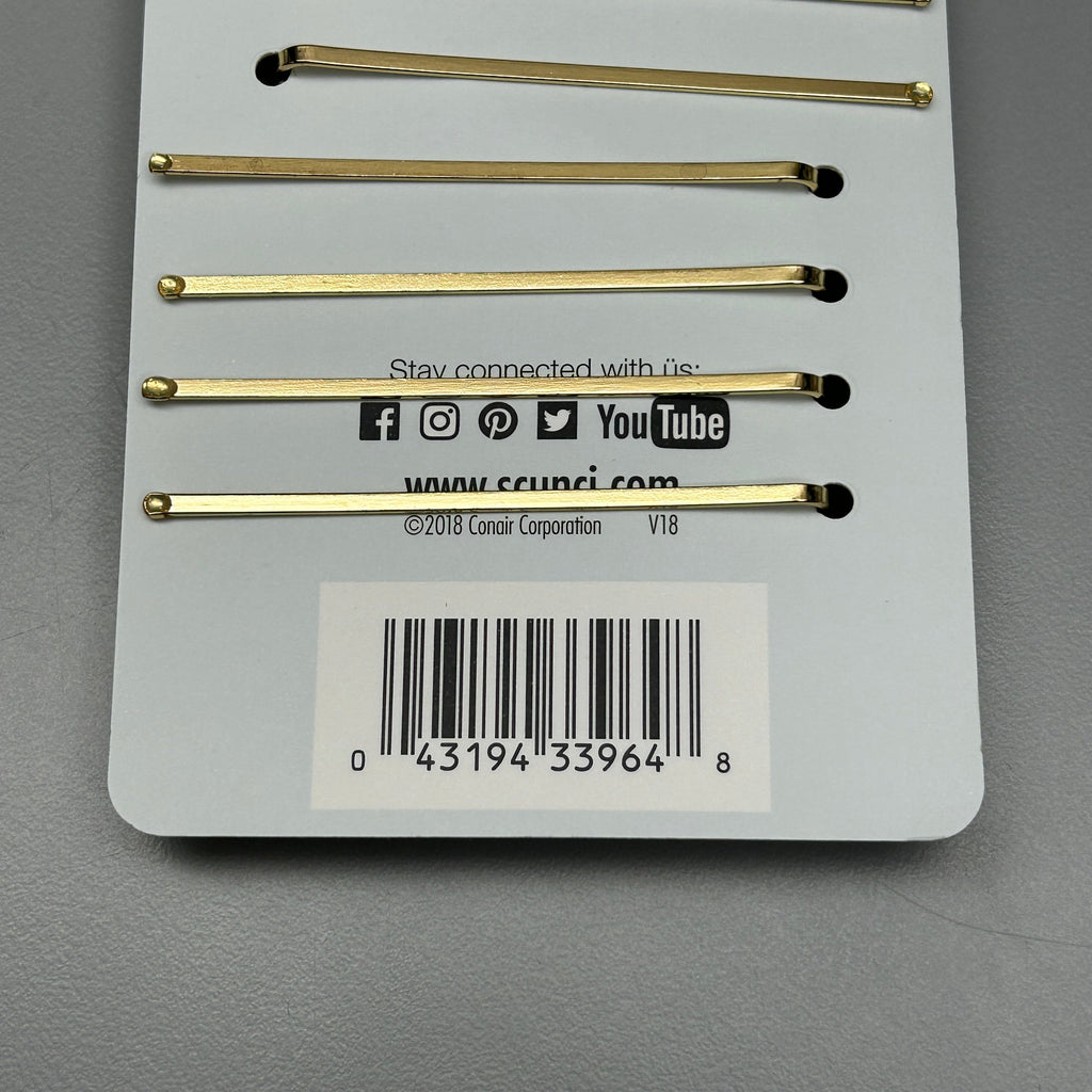 SCUNCI 3-PACK! Pearl/Crystal Bobby Pin Slides Elite Collection Gold 12-Pieces (New)