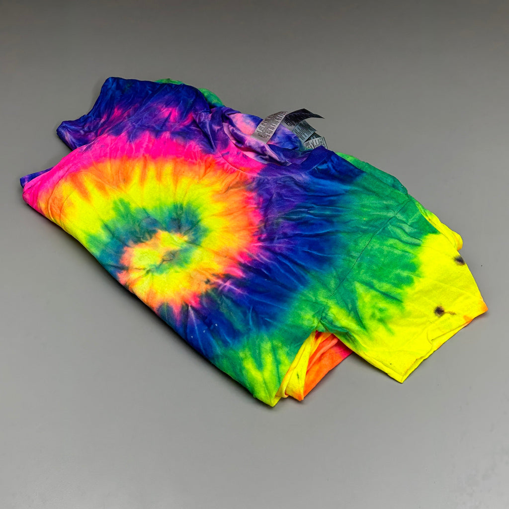GILDAN (12 PACK) Tie Dye Short Sleeve Unisex Heavy Cotton T-Shirts Sz Youth XS
