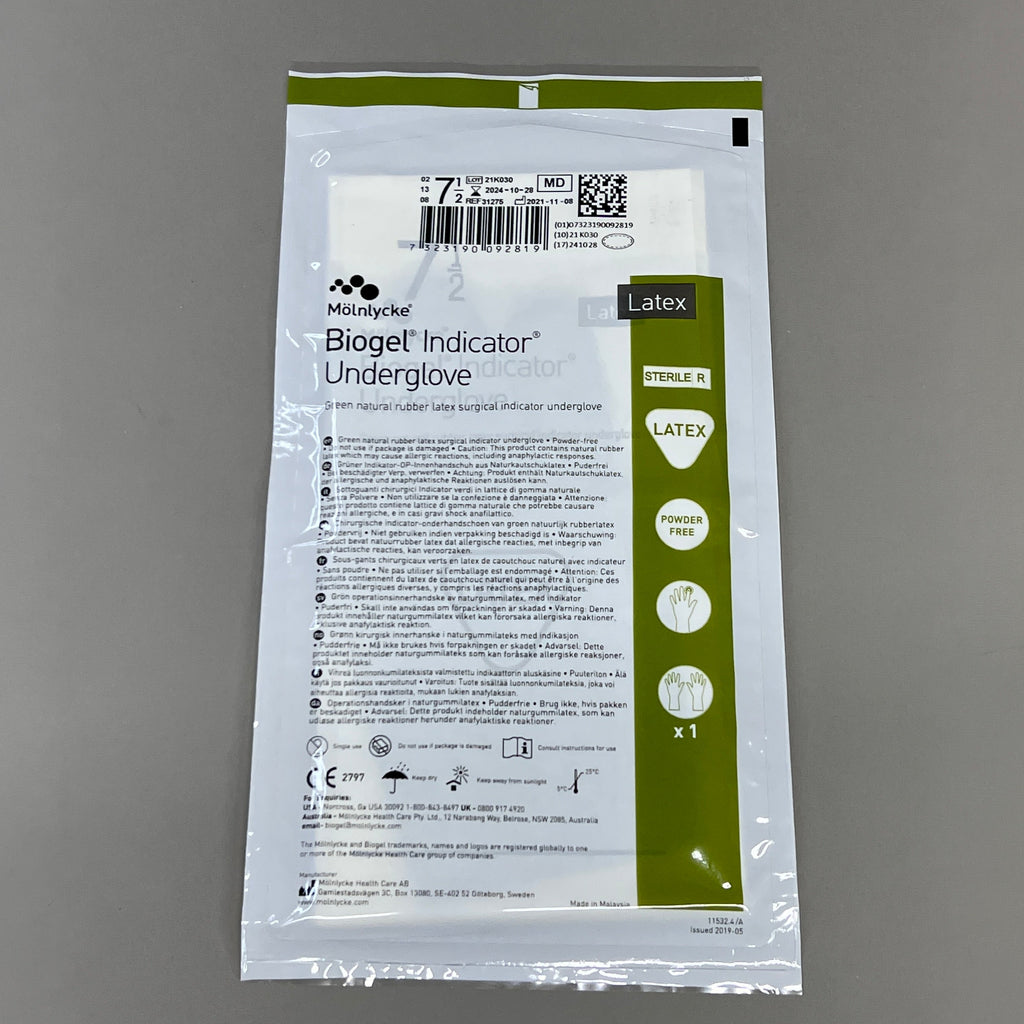 MOLNLYCKE Biogel M Latex Surgical Gloves Enhanced Grip SZ 7.5 Straw Yellow 50 Pairs 30575 (New)