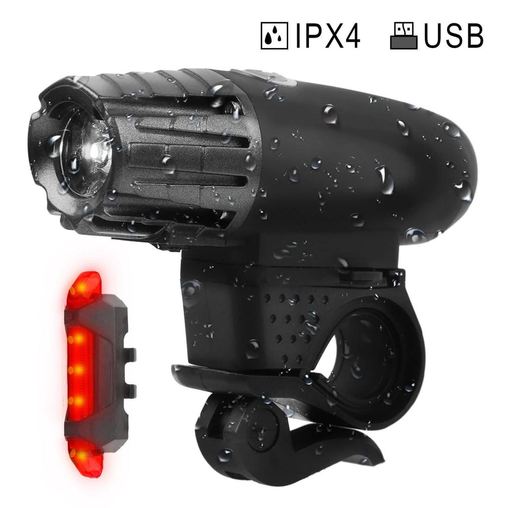 iMounTEK Bike Front Flashlight IPX4 Water-Resistant with Tail Warning/Safety LED Lamp