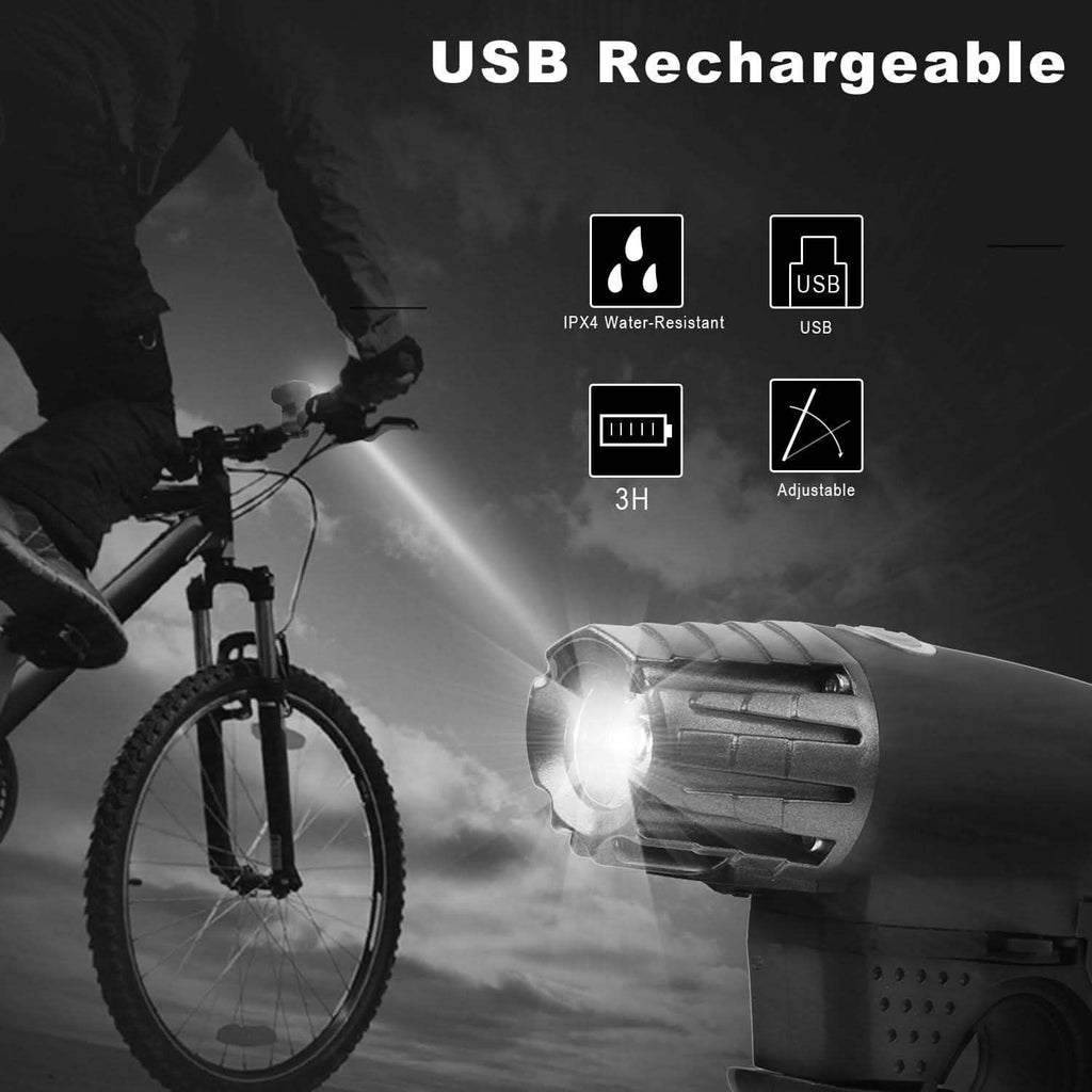 iMounTEK Bike Front Flashlight IPX4 Water-Resistant with Tail Warning/Safety LED Lamp
