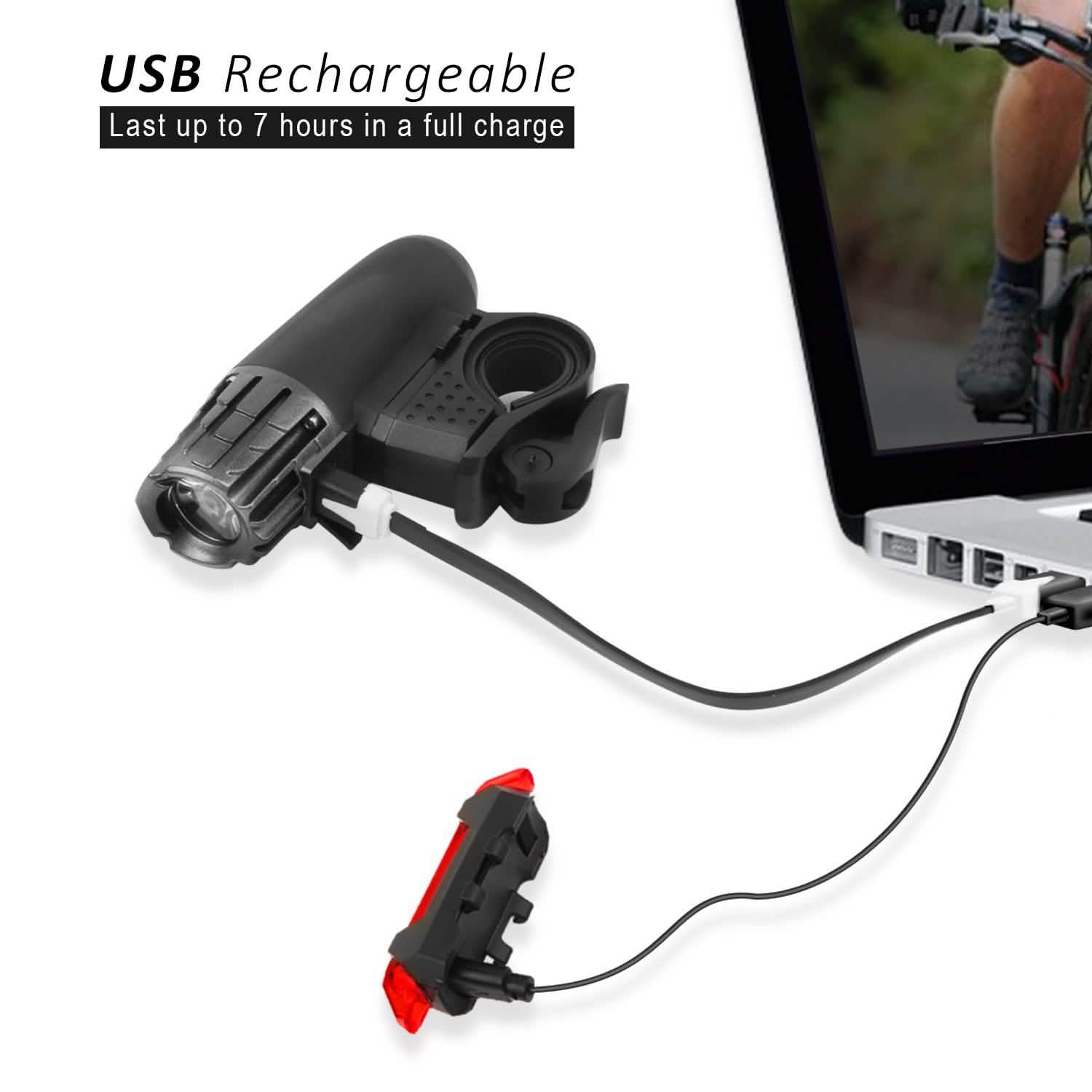 iMounTEK Bike Front Flashlight IPX4 Water-Resistant with Tail Warning/Safety LED Lamp