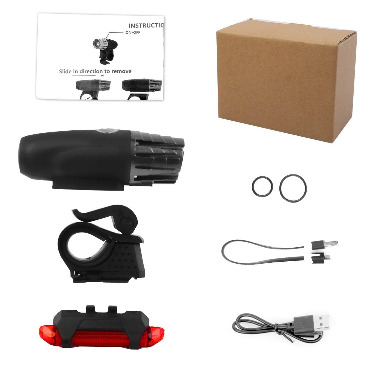 iMounTEK Bike Front Flashlight IPX4 Water-Resistant with Tail Warning/Safety LED Lamp