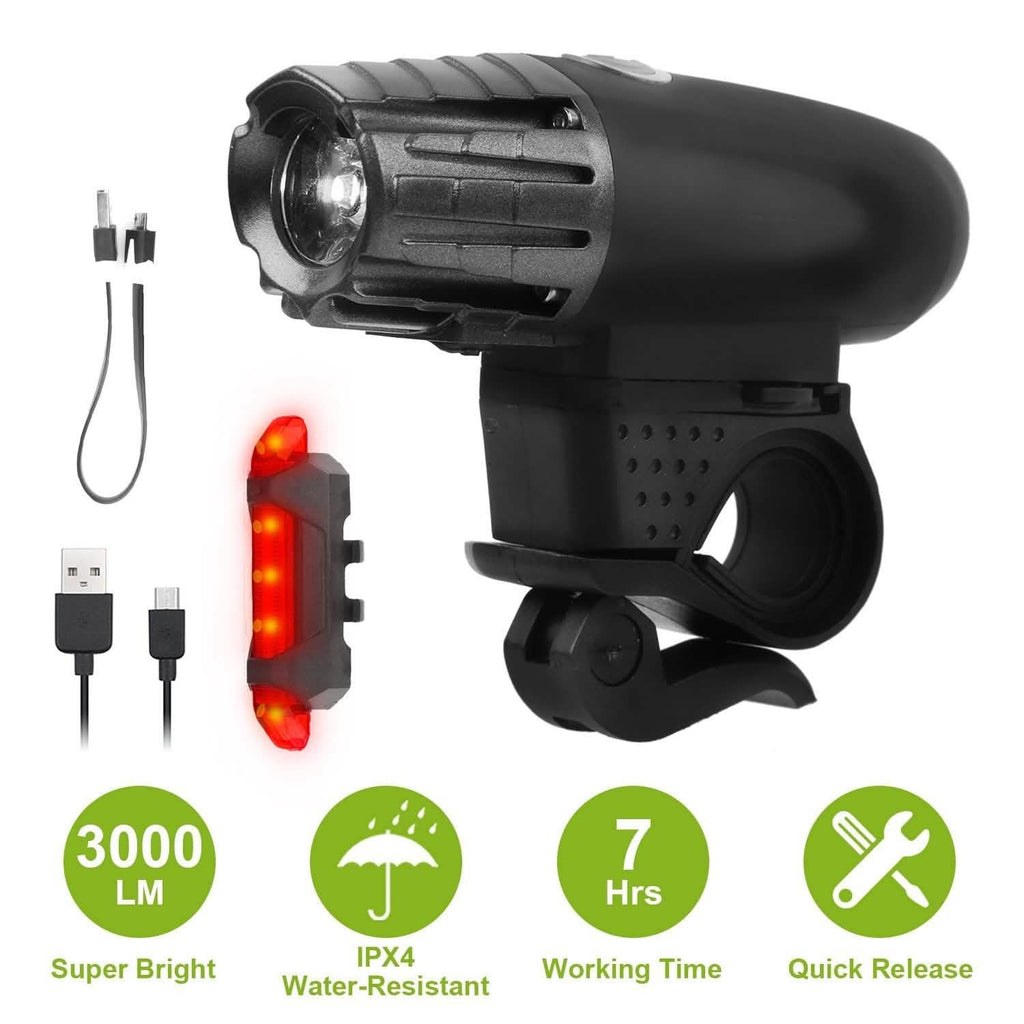 iMounTEK Bike Front Flashlight IPX4 Water-Resistant with Tail Warning/Safety LED Lamp